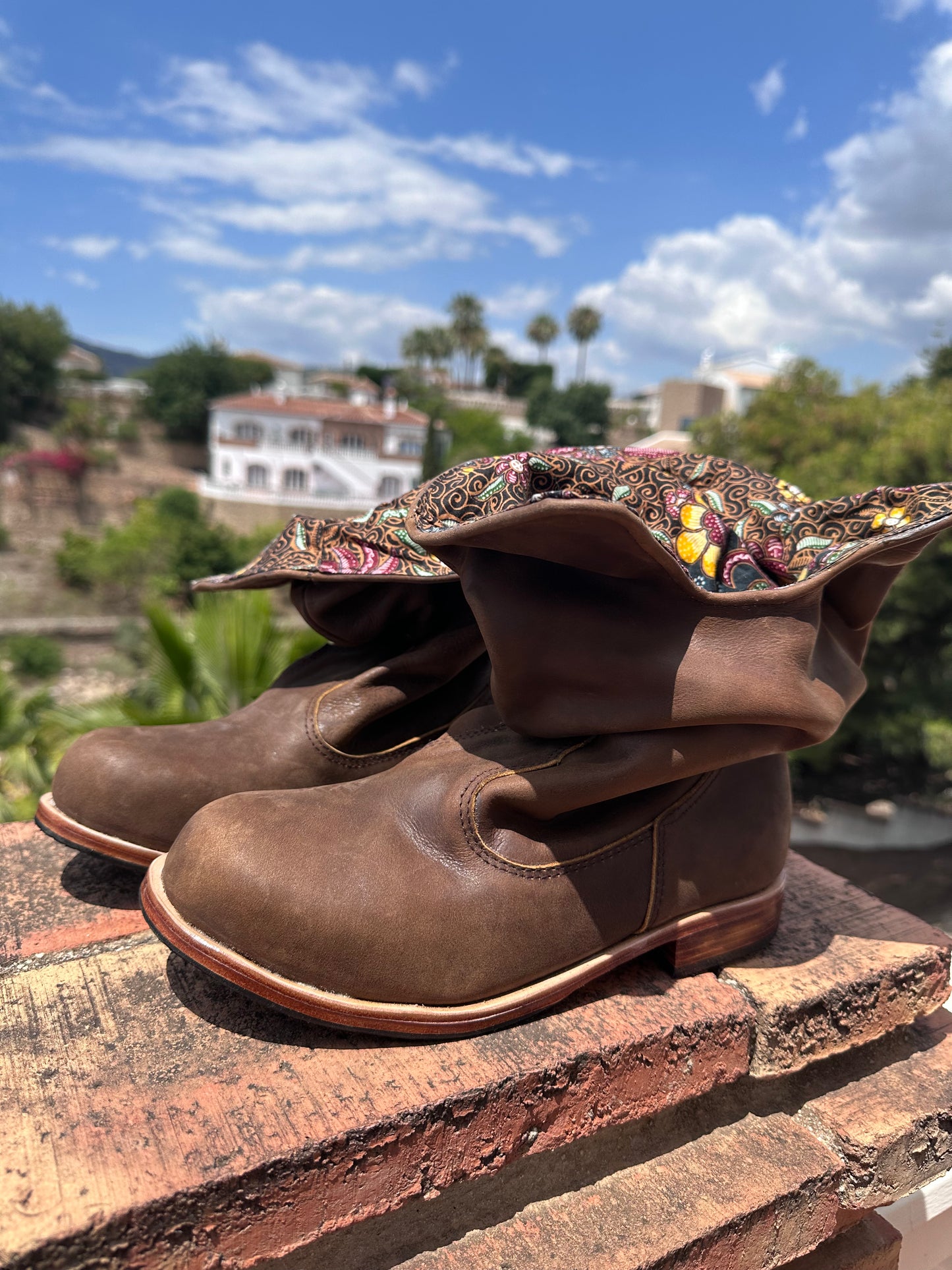 'Fairy Slippers' Ankle Boots in Brown Batik