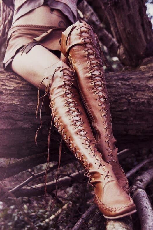Tan Knee High Leather Boots