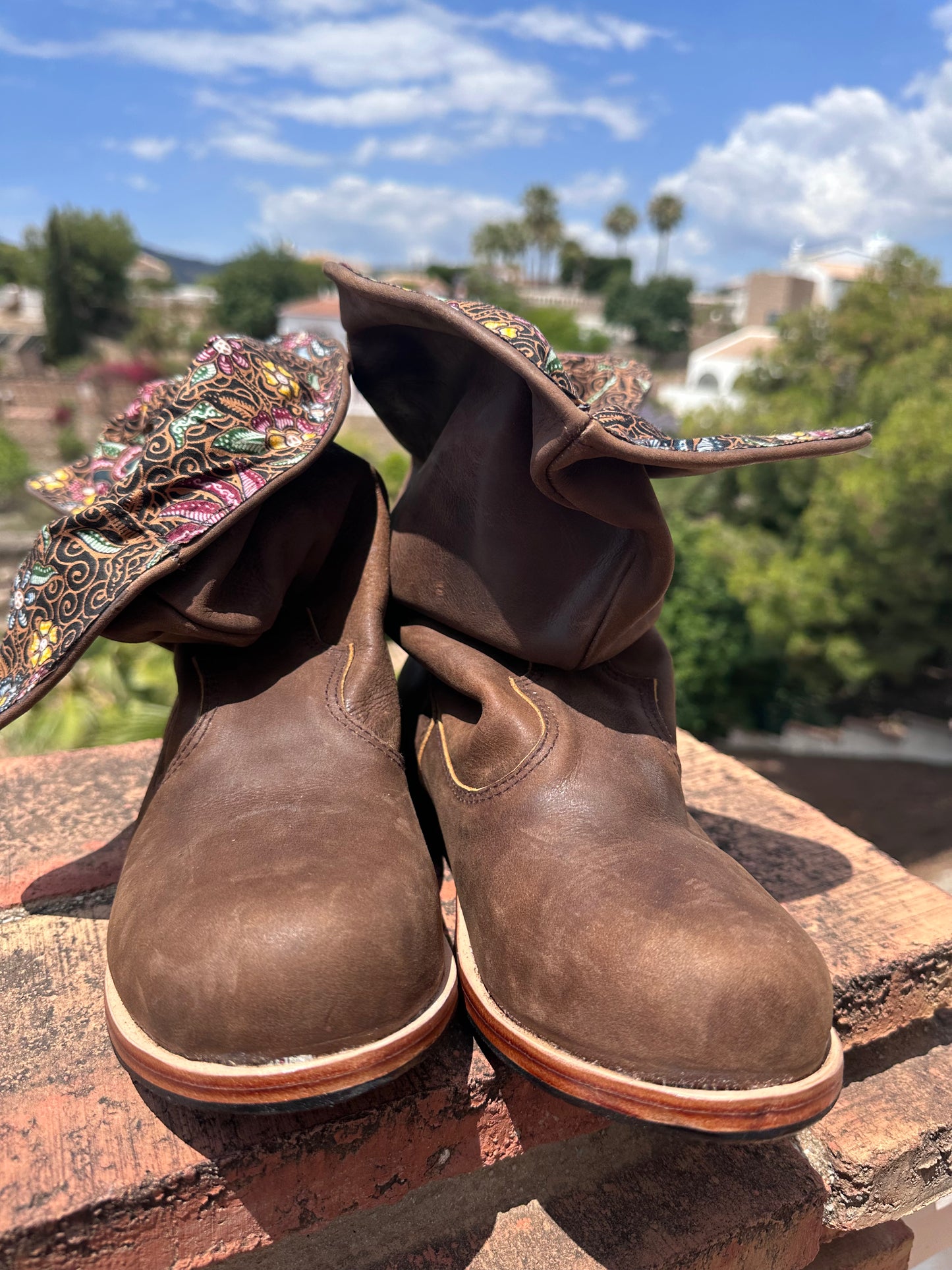 'Fairy Slippers' Ankle Boots in Brown Batik