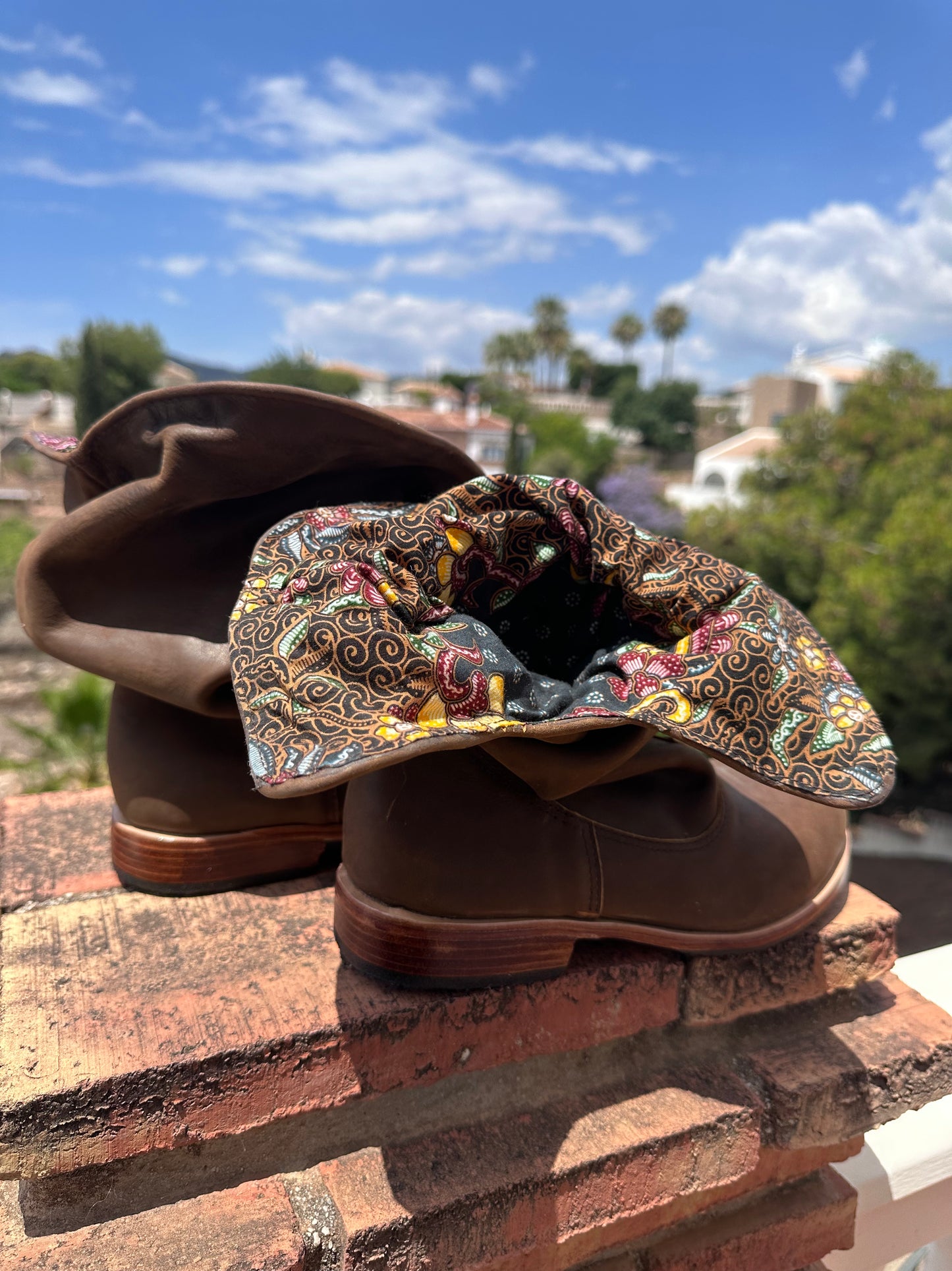 'Fairy Slippers' Ankle Boots in Brown Batik