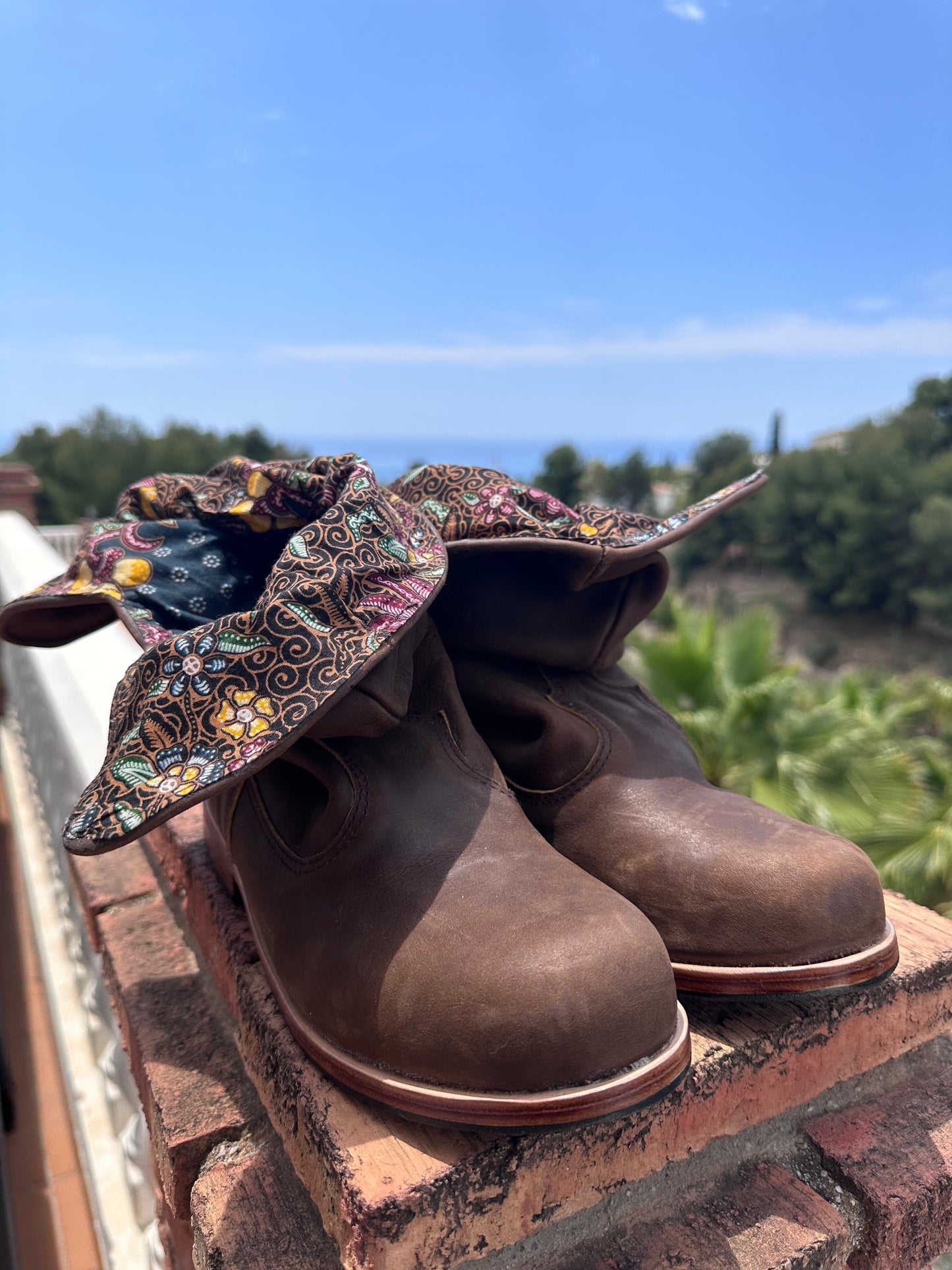 'Fairy Slippers' Ankle Boots in Brown Batik