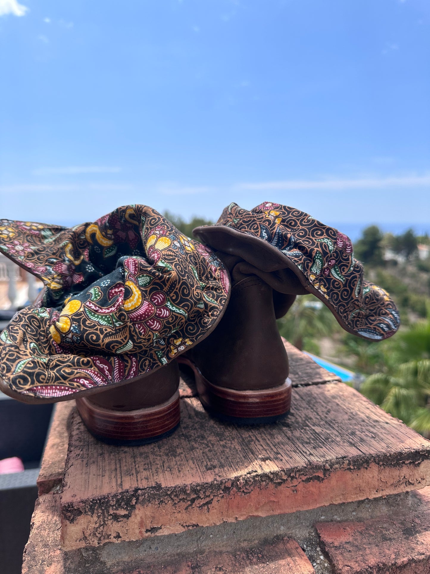'Fairy Slippers' Ankle Boots in Brown Batik