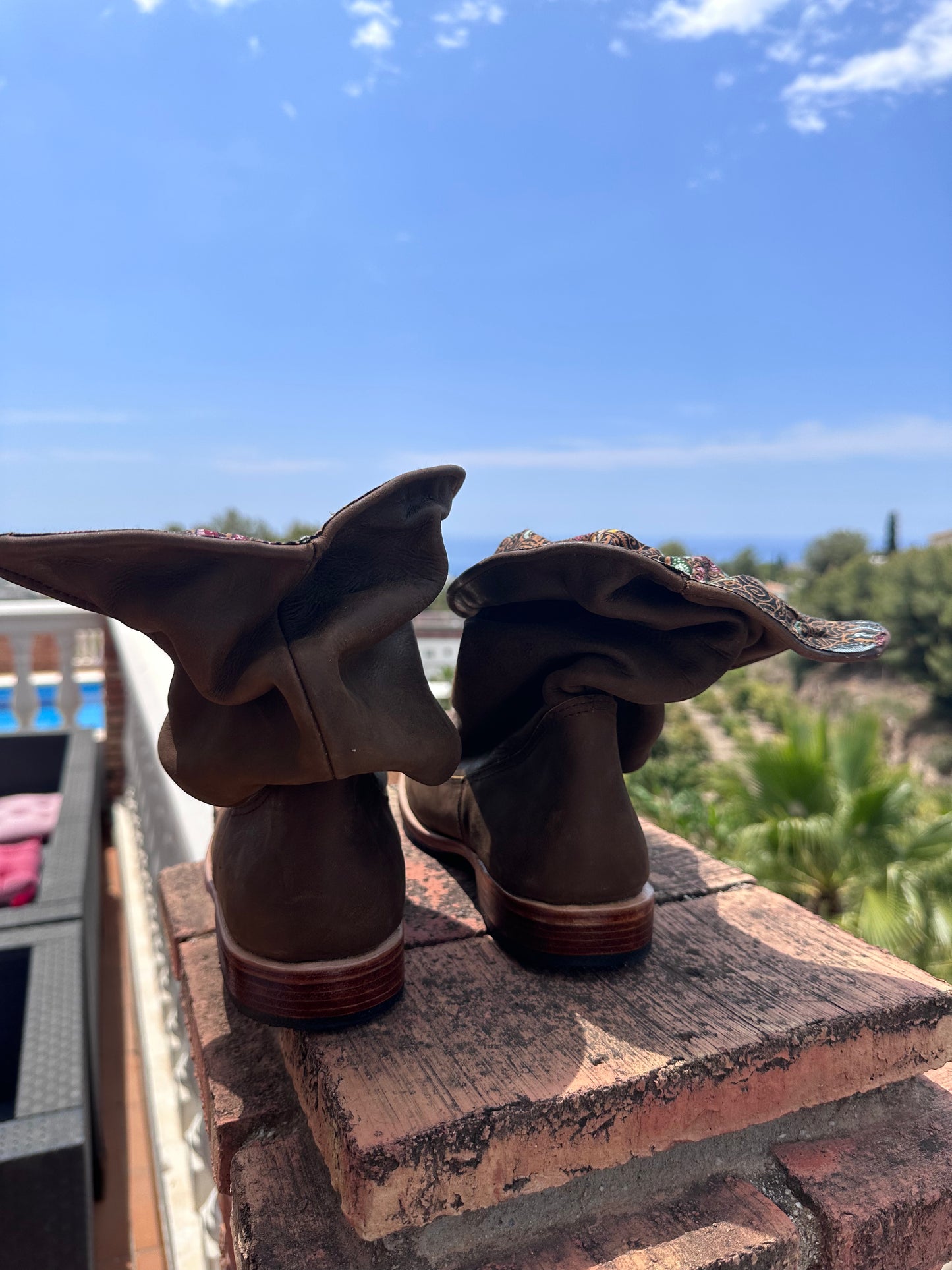 'Fairy Slippers' Ankle Boots in Brown Batik