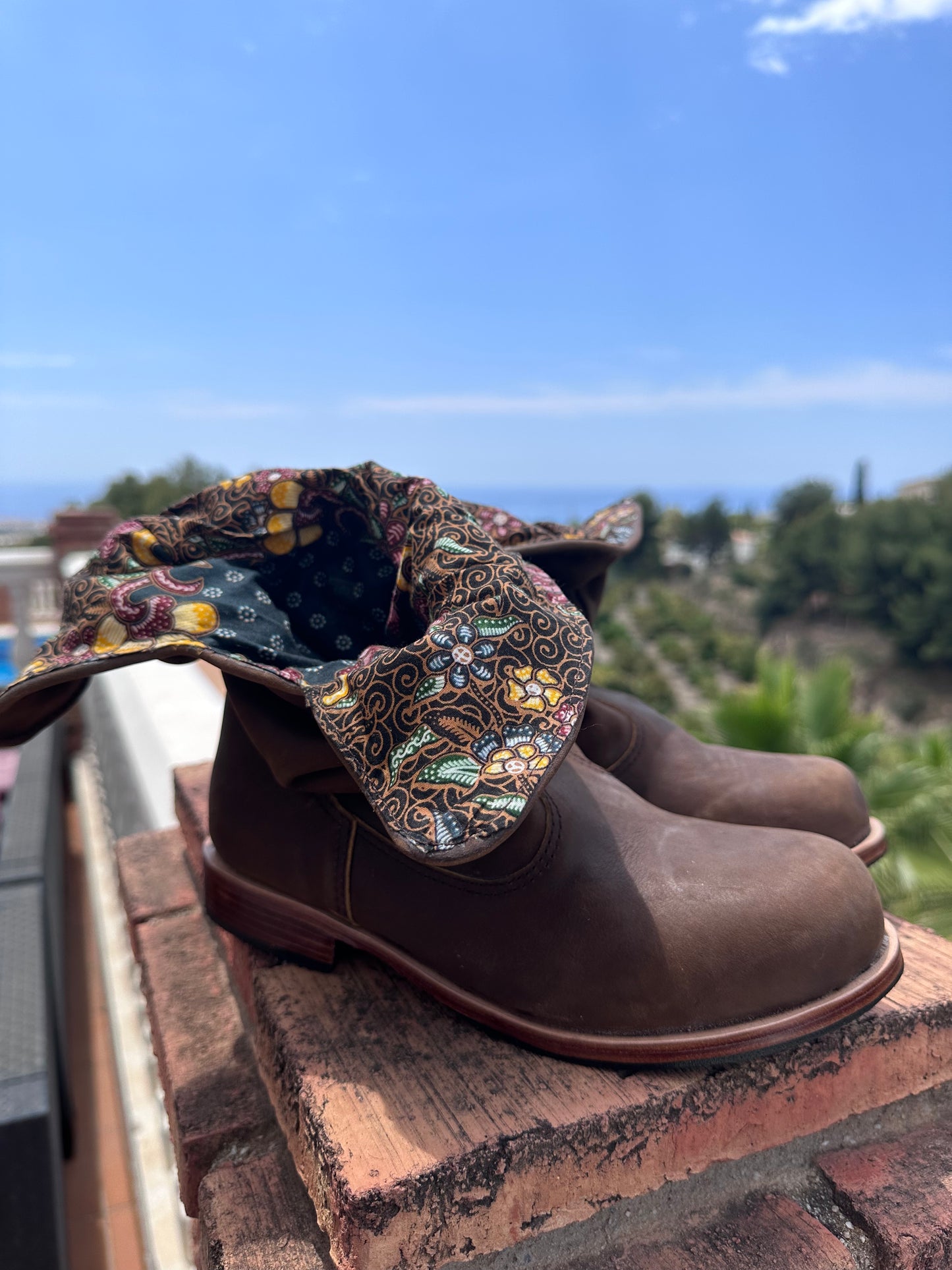 'Fairy Slippers' Ankle Boots in Brown Batik