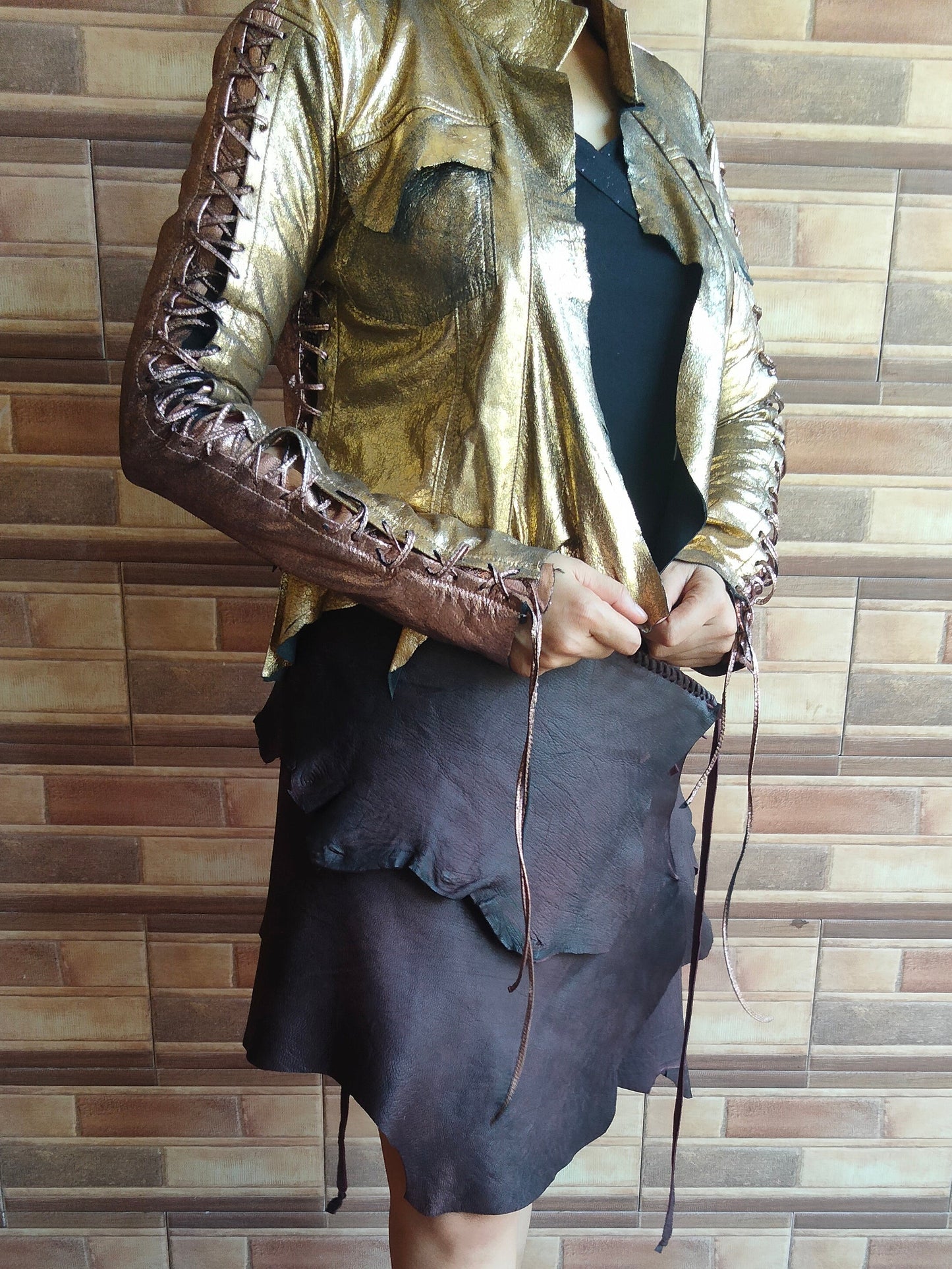 Platinum and Gold Leather Bolero Jacket