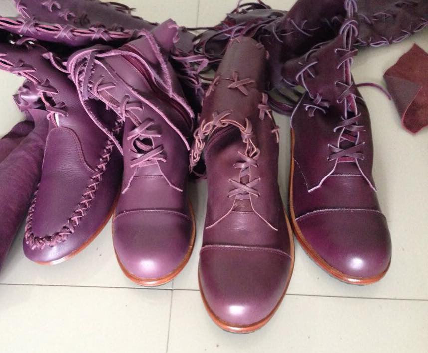 'Clockwork Fairy' Knee High Boots in Plum for Pre Order
