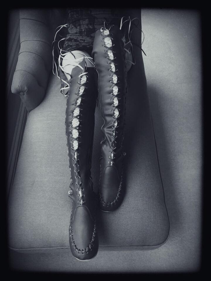 Botas altas hasta la rodilla de piel sintética negra