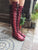 Oxblood Leather Knee High Boots with Black Laces and Black soles