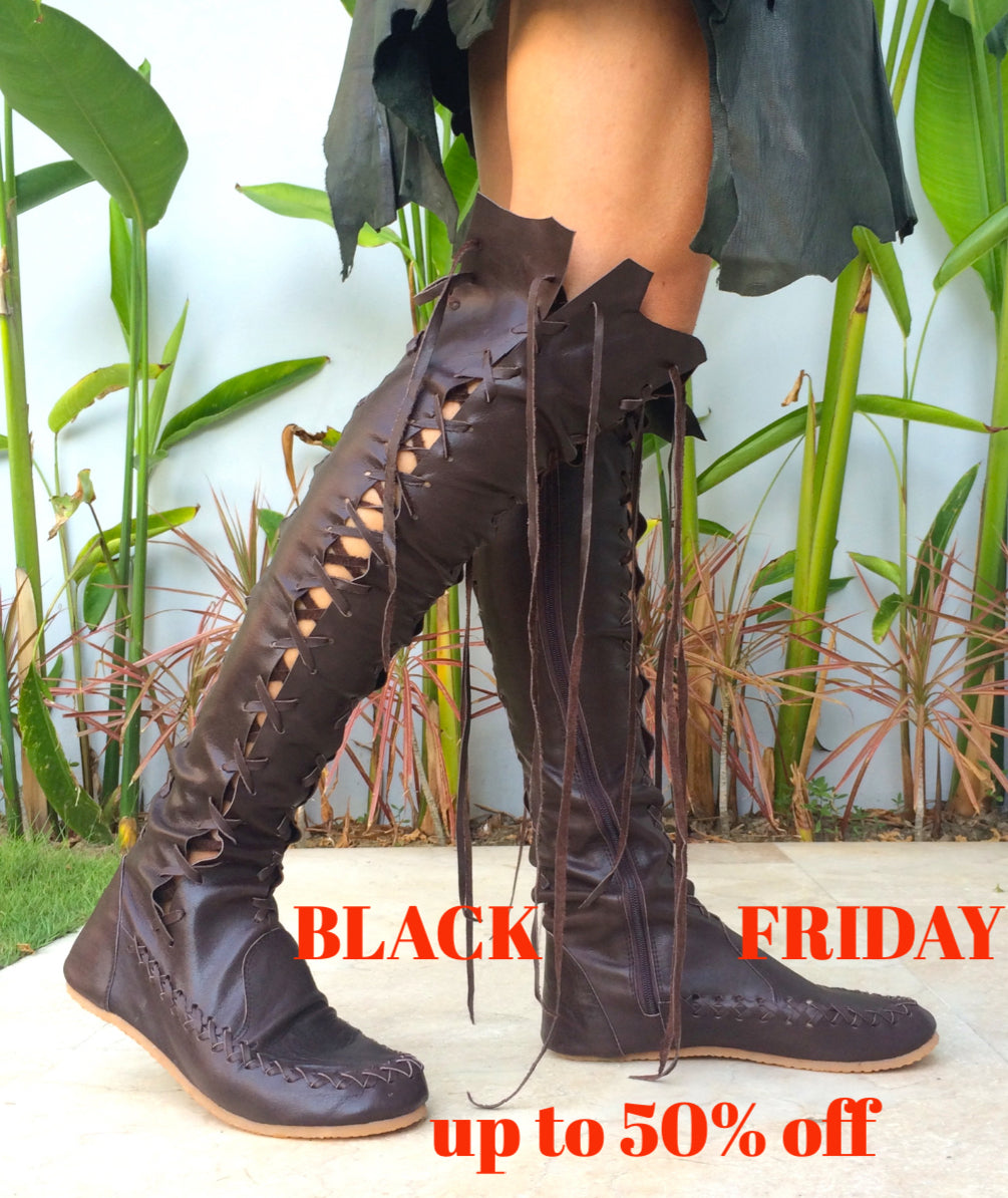 'Madagascar Chocolate' Leather Knee High Boots
