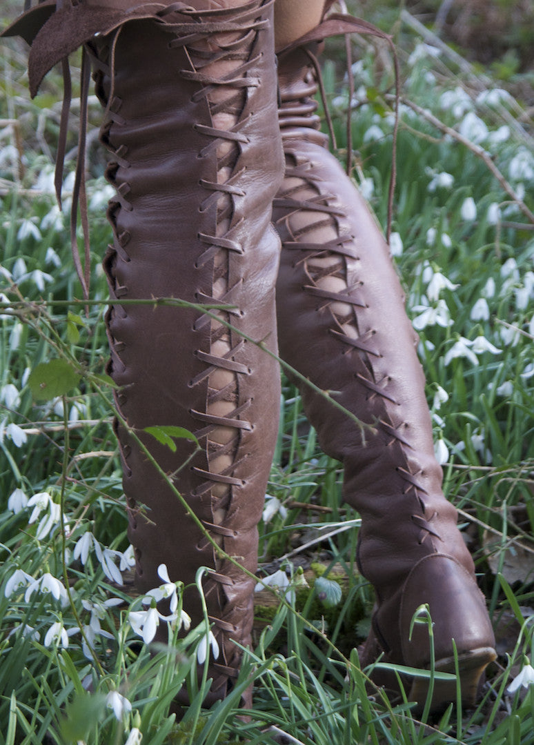 Brown Over Knee High Leather Boots for Pre Order