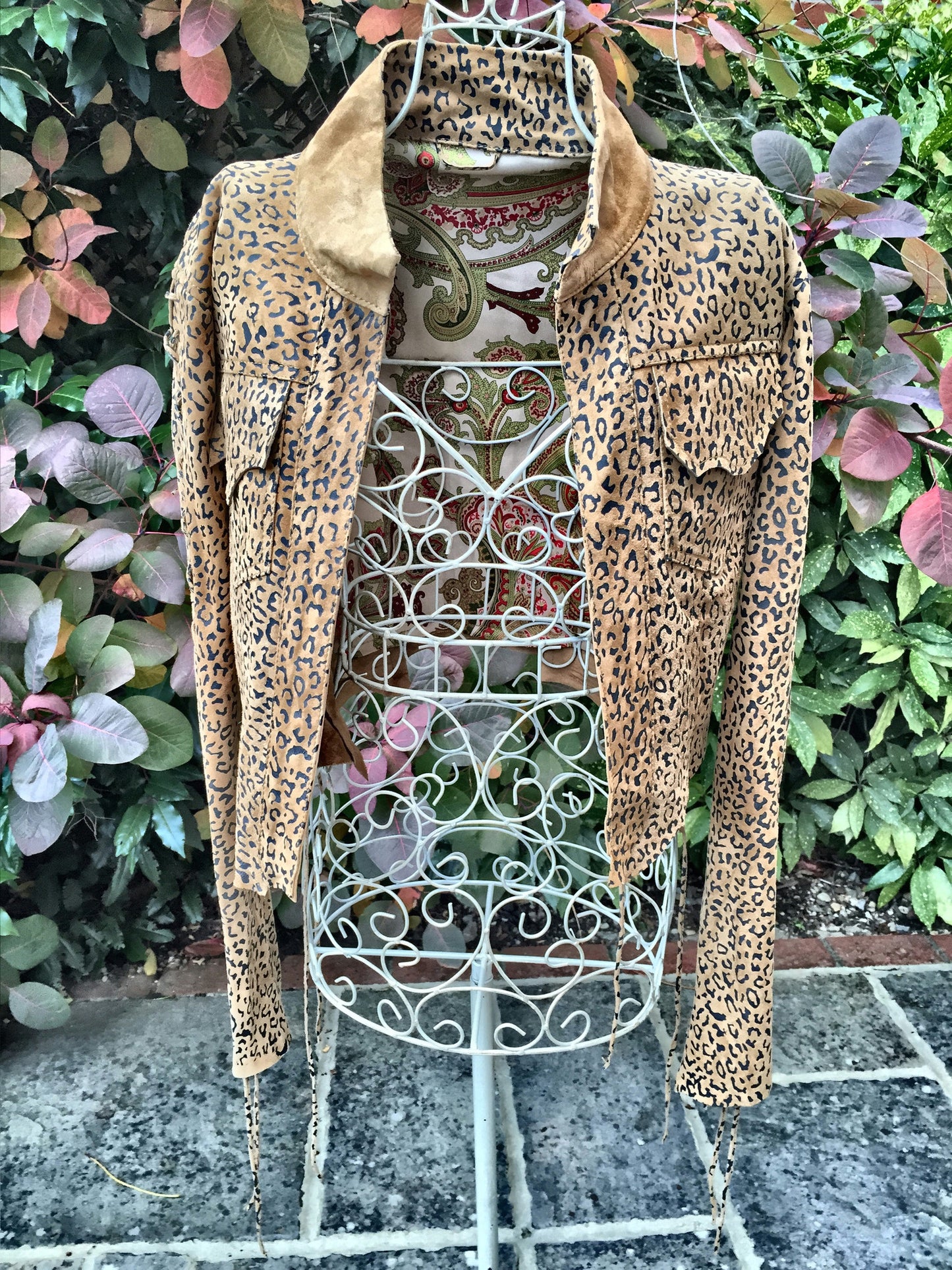 Leopard Print Tan Leather Bolero Jacket for Pre Order