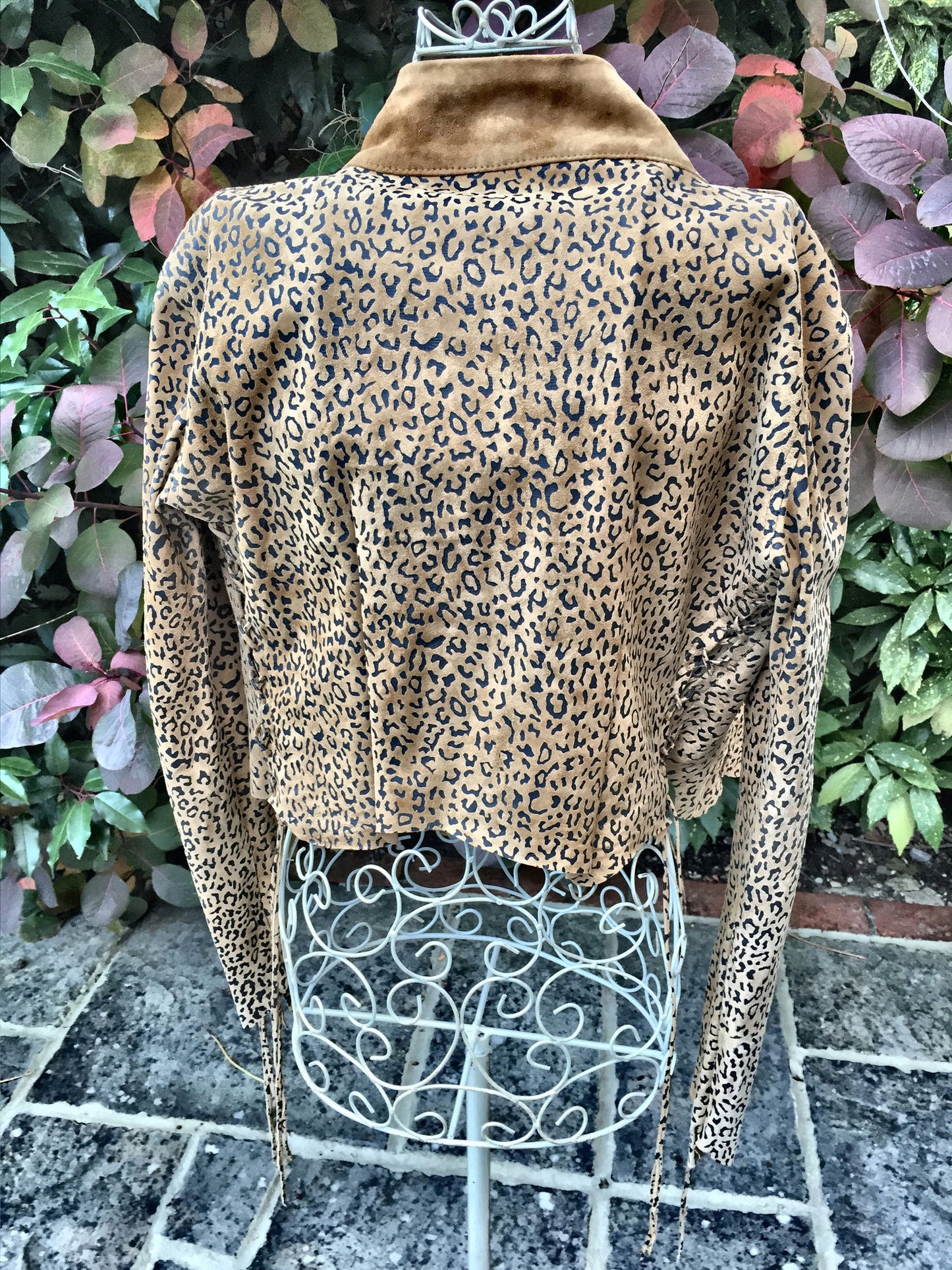 Leopard Print Tan Leather Bolero Jacket for Pre Order