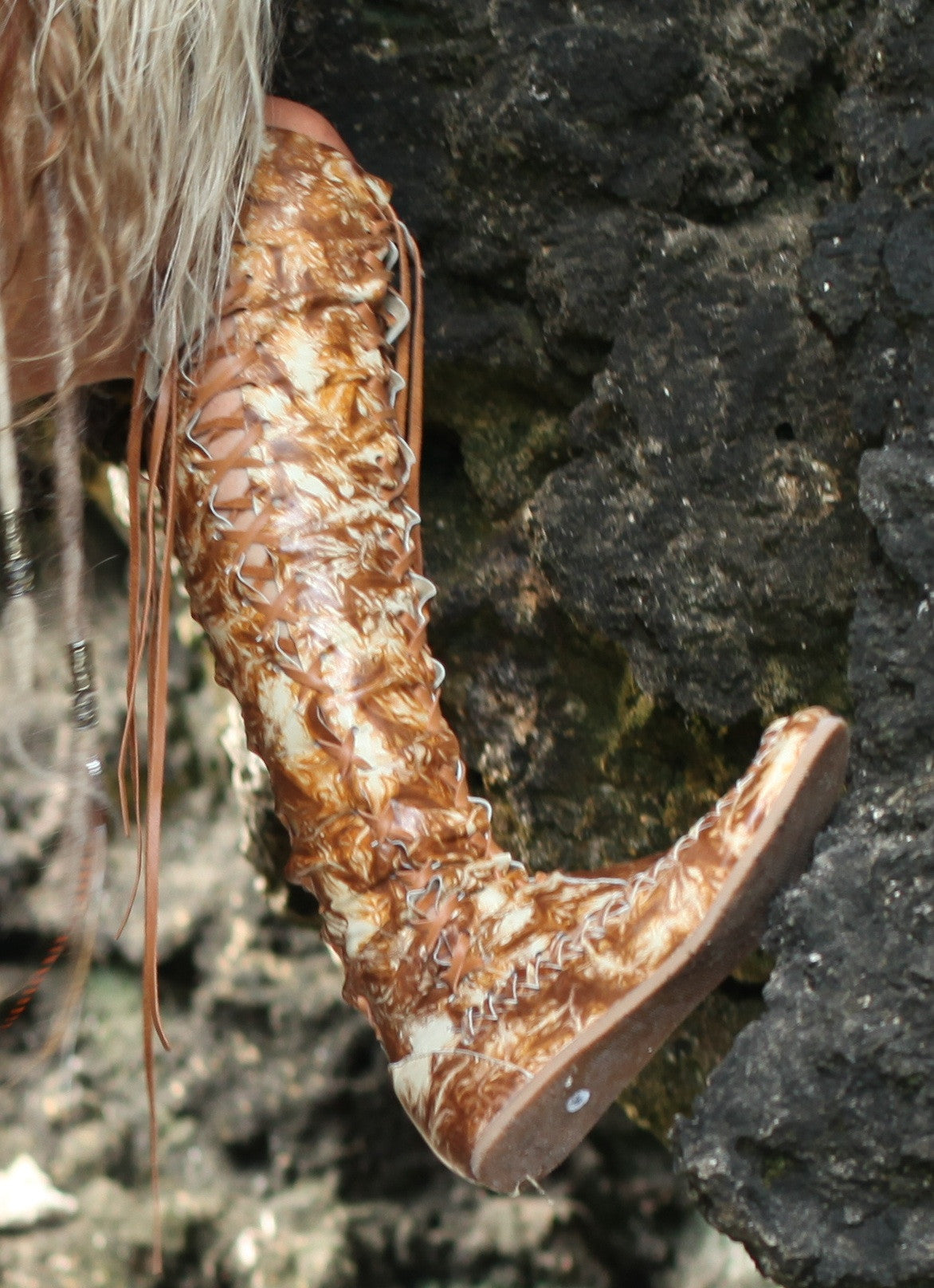Brown Galaxy Knee High Leather Boots for Women