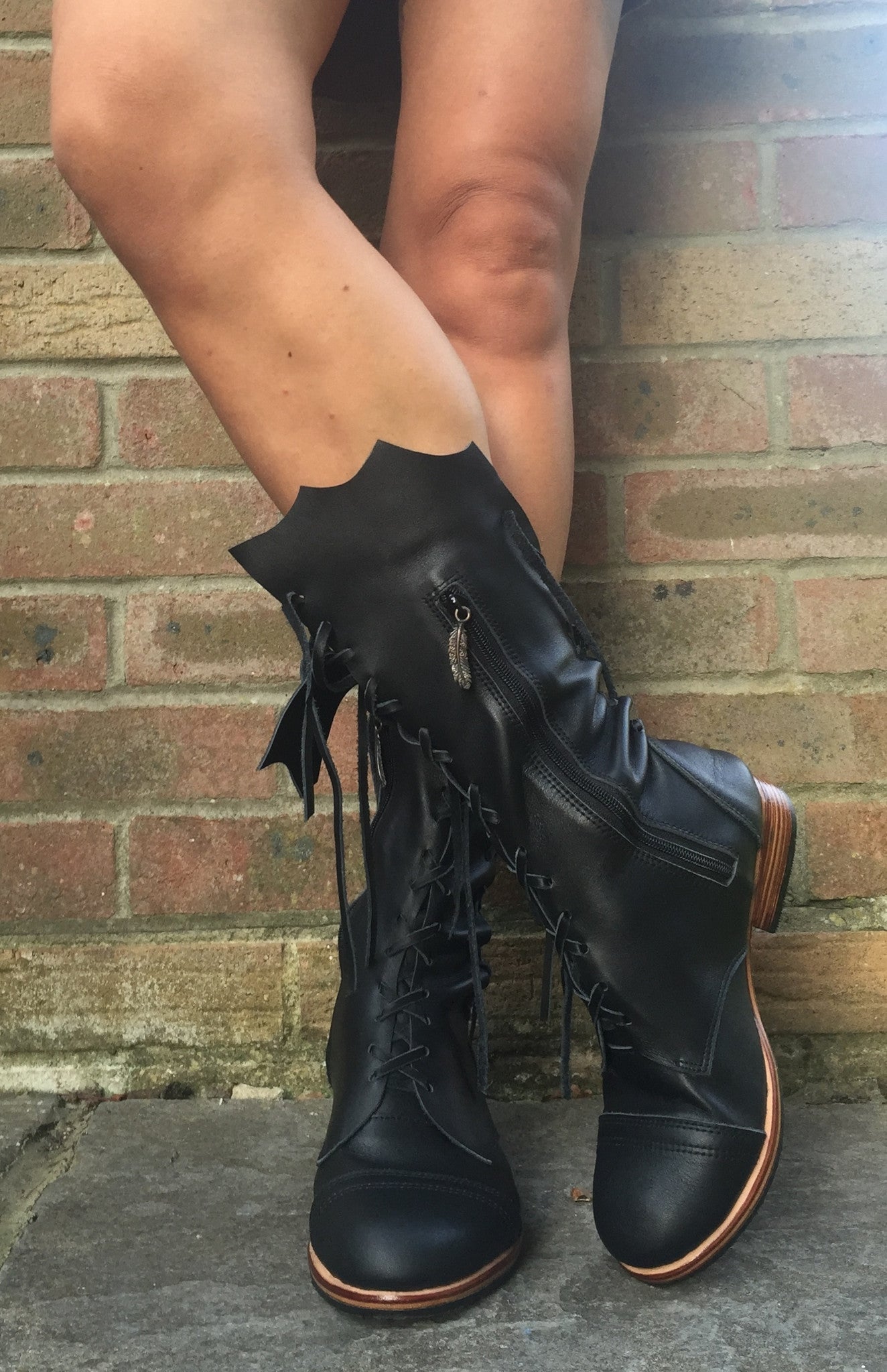 'Clockwork Fairy' Ankle Boots in Black with Tan Soles for Pre Order