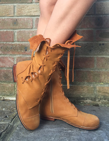 'Clockwork Fairy' Ankle Boots in Tan