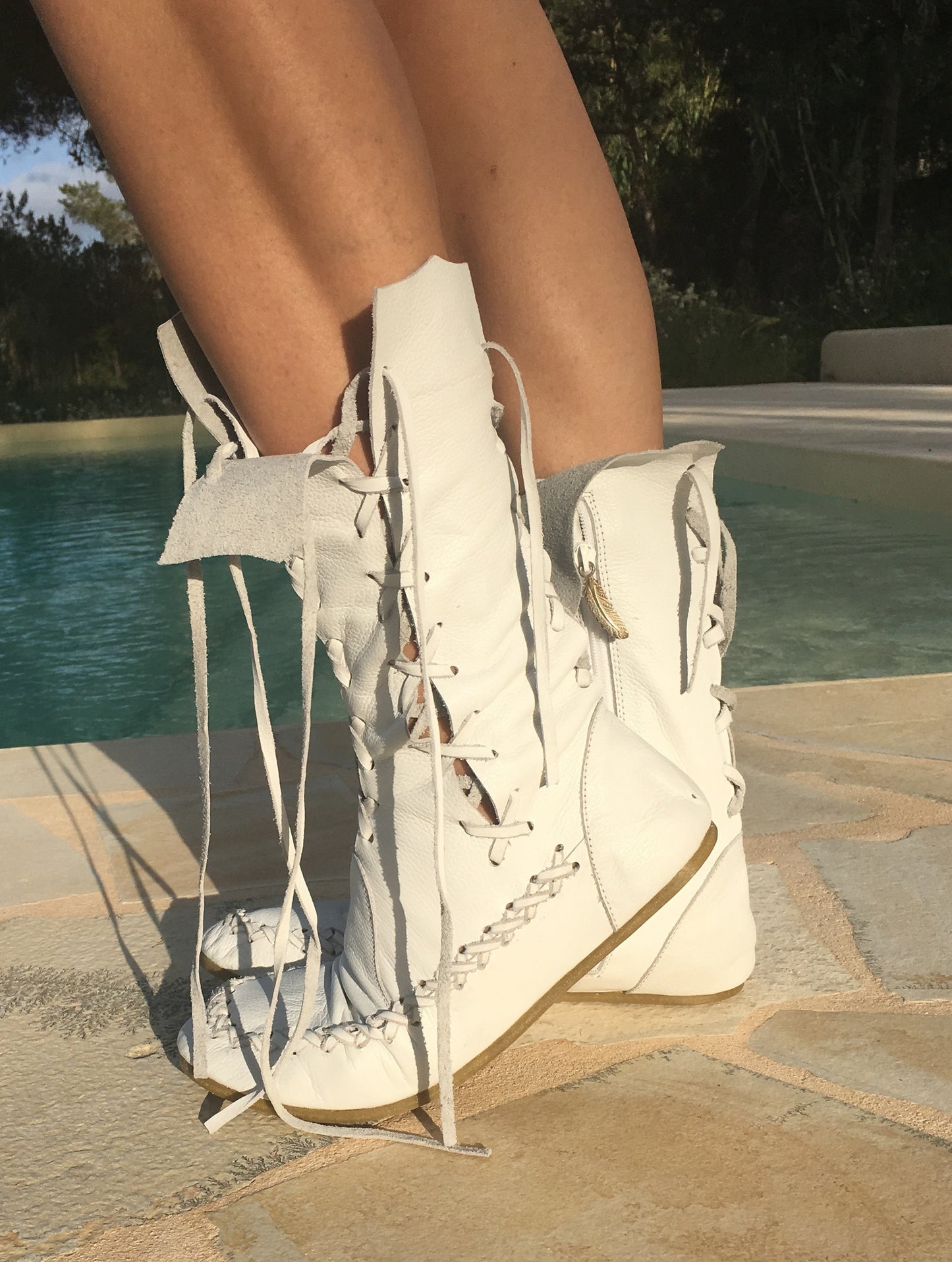 White Leather Ankle Boots