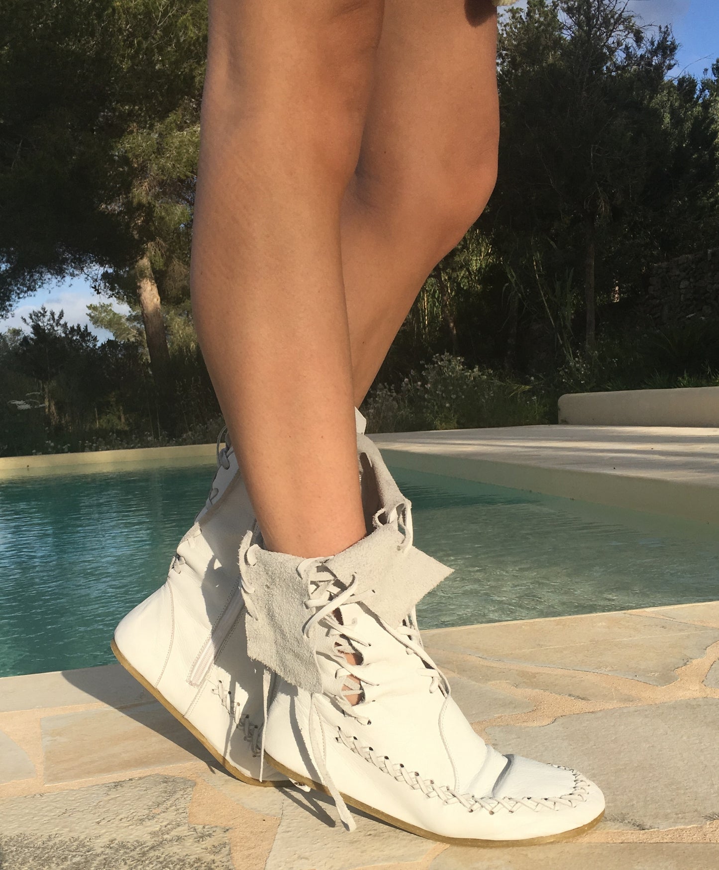 White Leather Ankle Boots