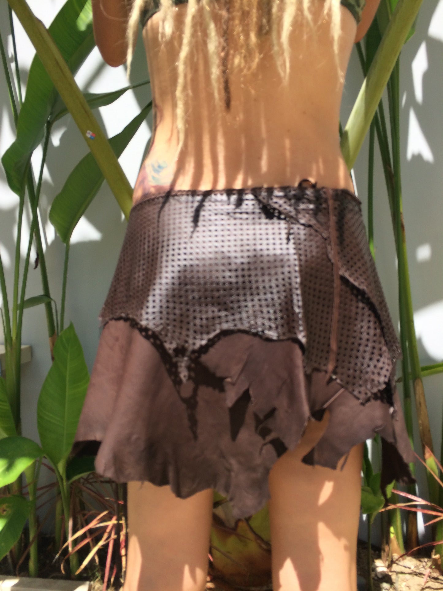 Brown Leather Skirt for Pre Order