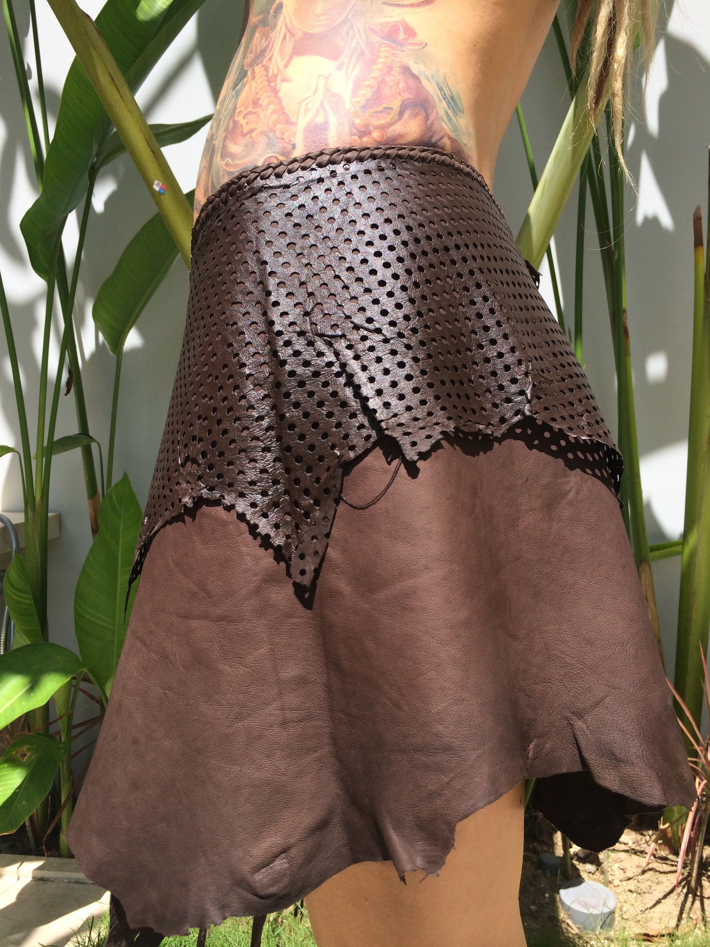 Brown Leather Skirt for Pre Order