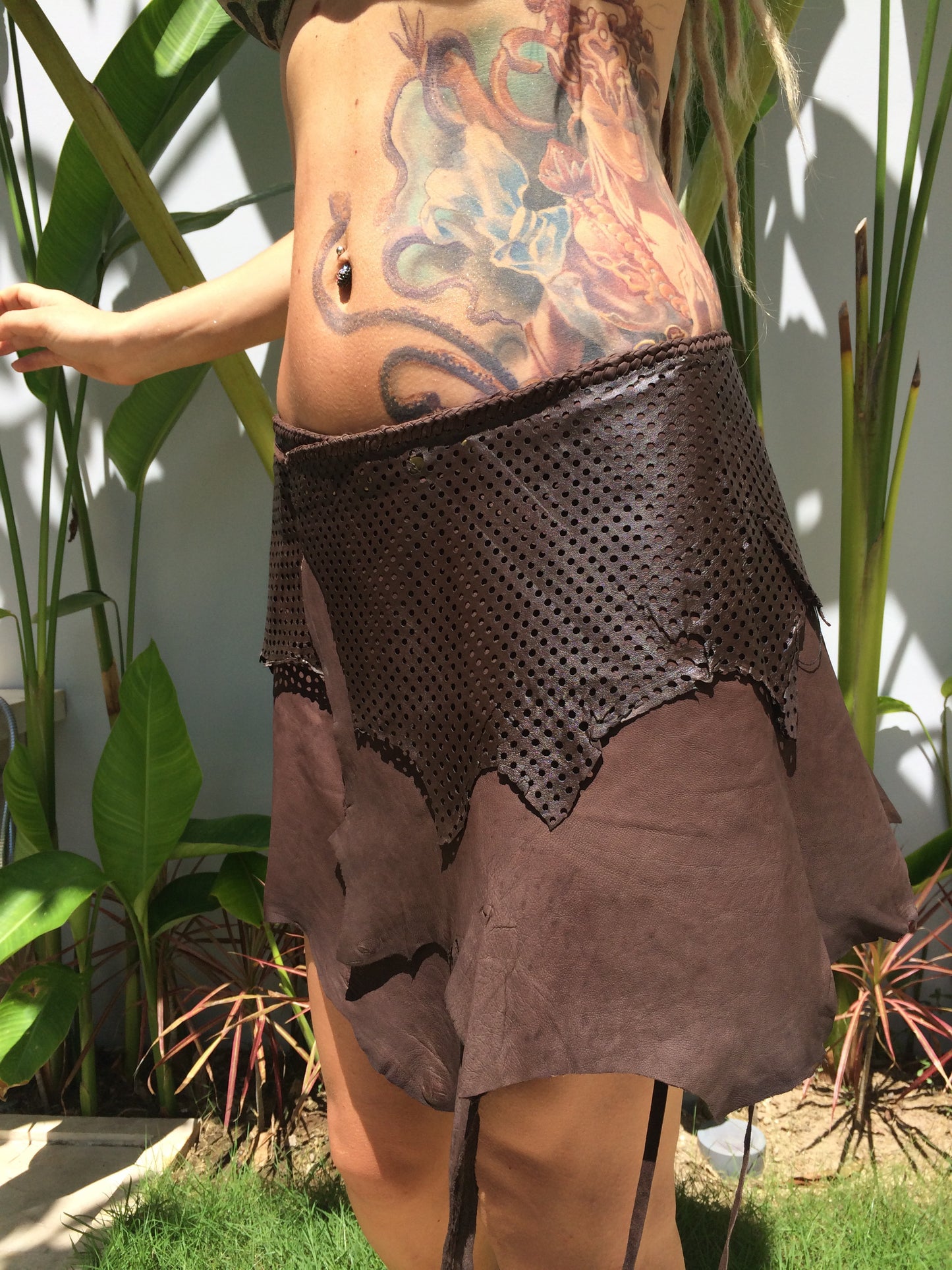 Brown Leather Skirt for Pre Order
