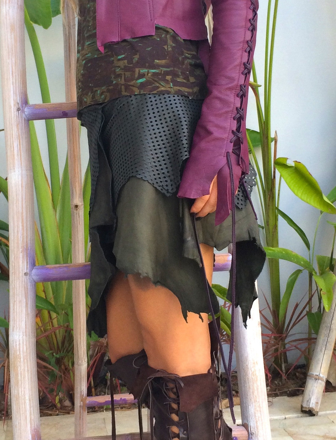 'Taiga' forest green skirt