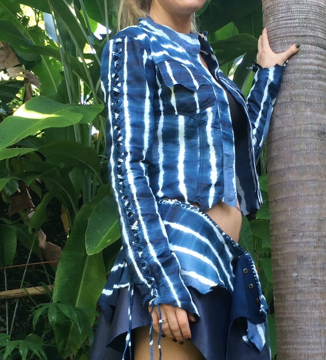 Navy tie dye bolero jacket