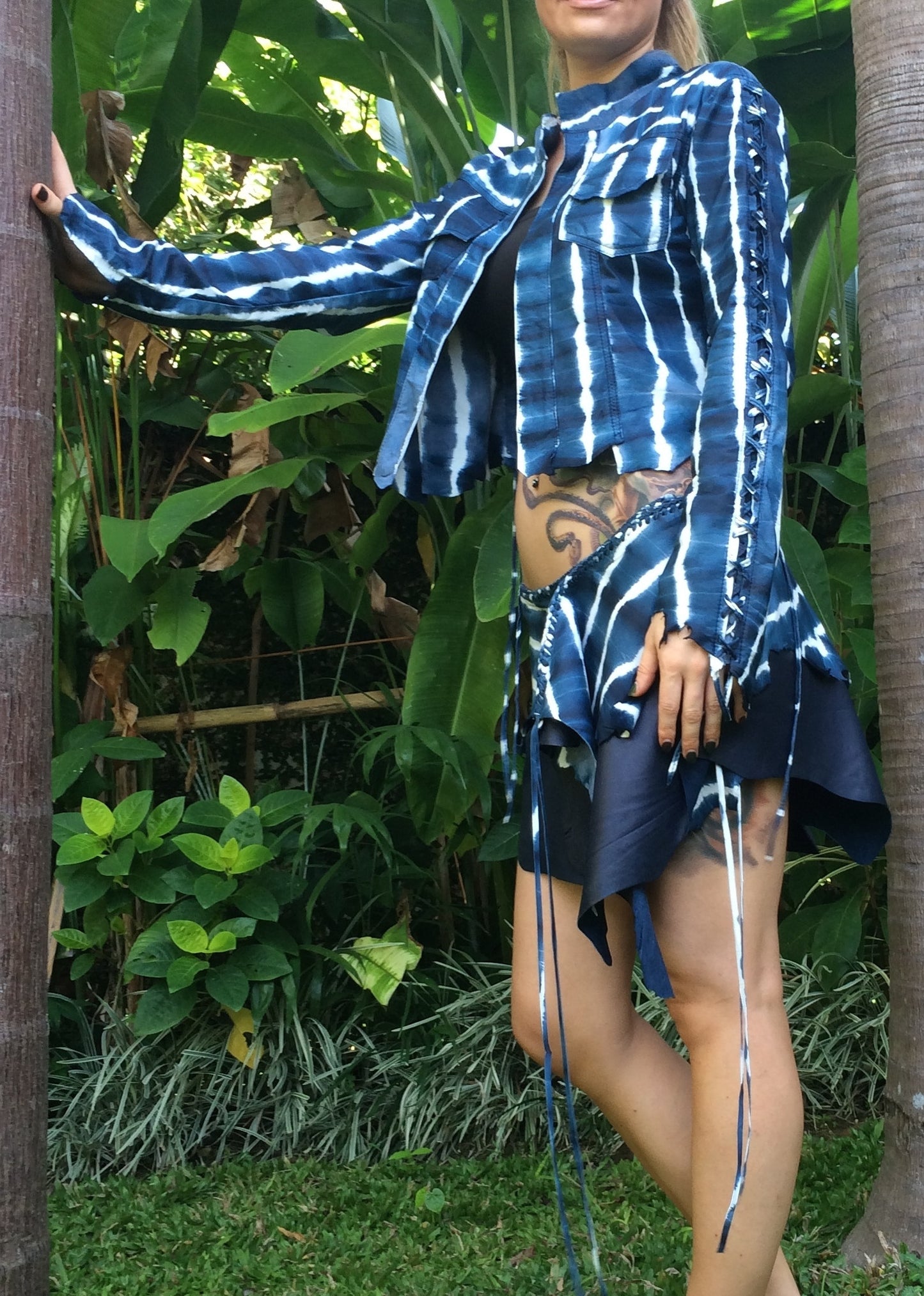 Navy tie dye bolero jacket