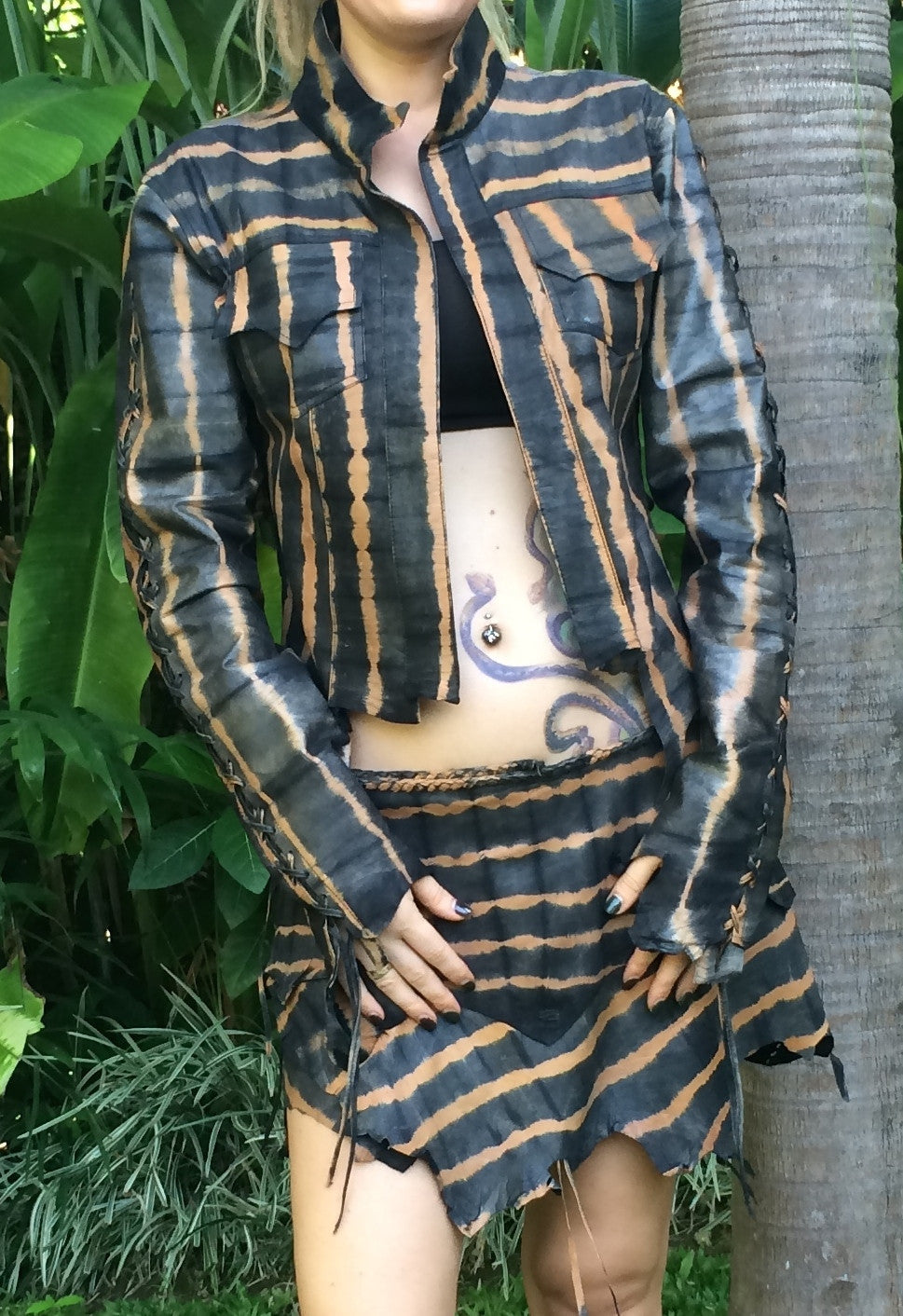 Black and Tan tie dye bolero jacket