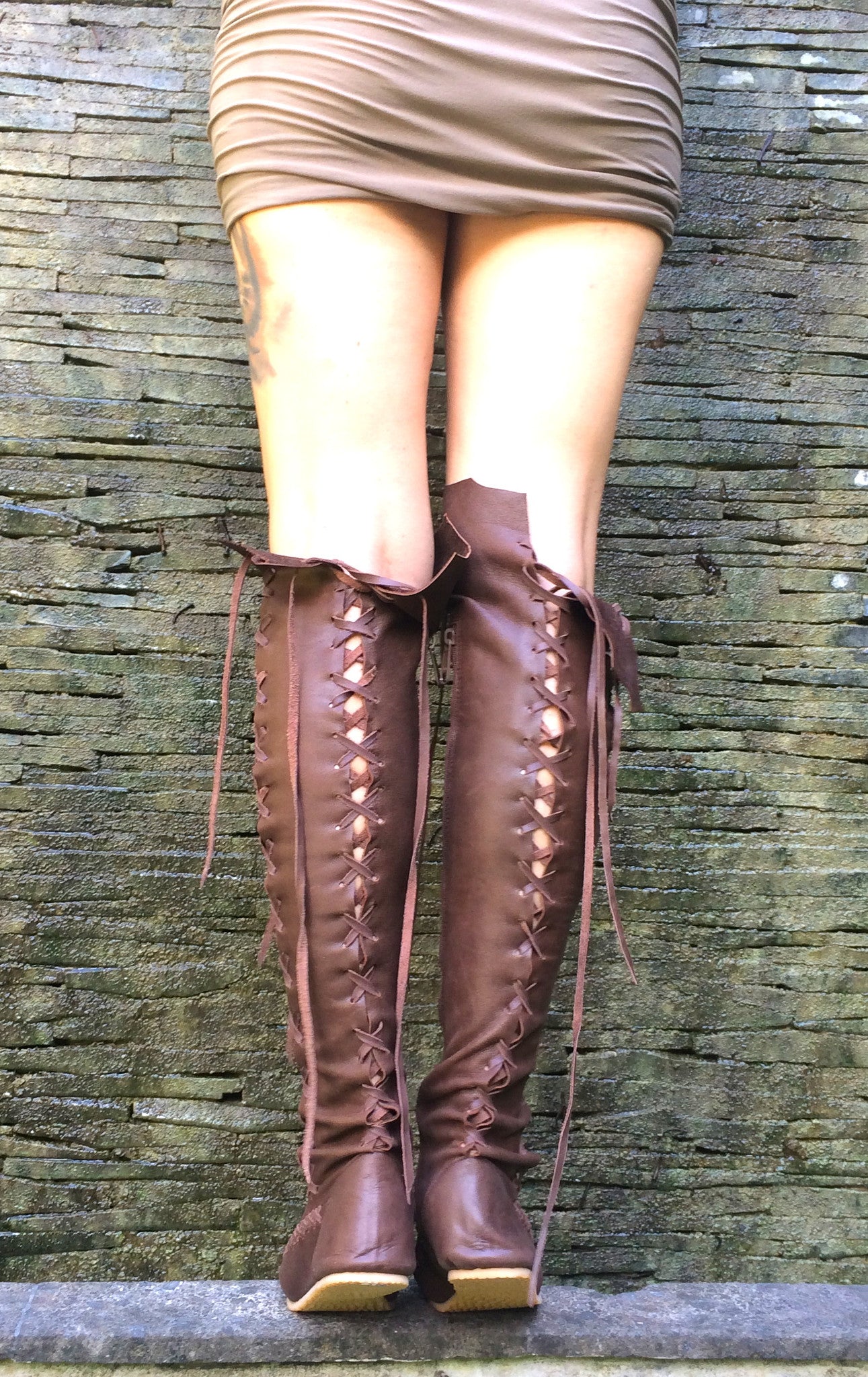 'There is never too much chocolate' Gipsy Dharma Leather Knee High Boots