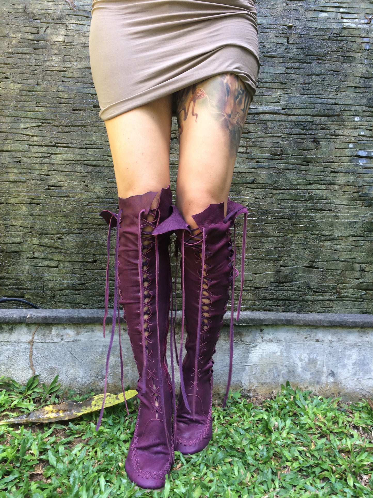 Plum Knee High Boots for Pre Order