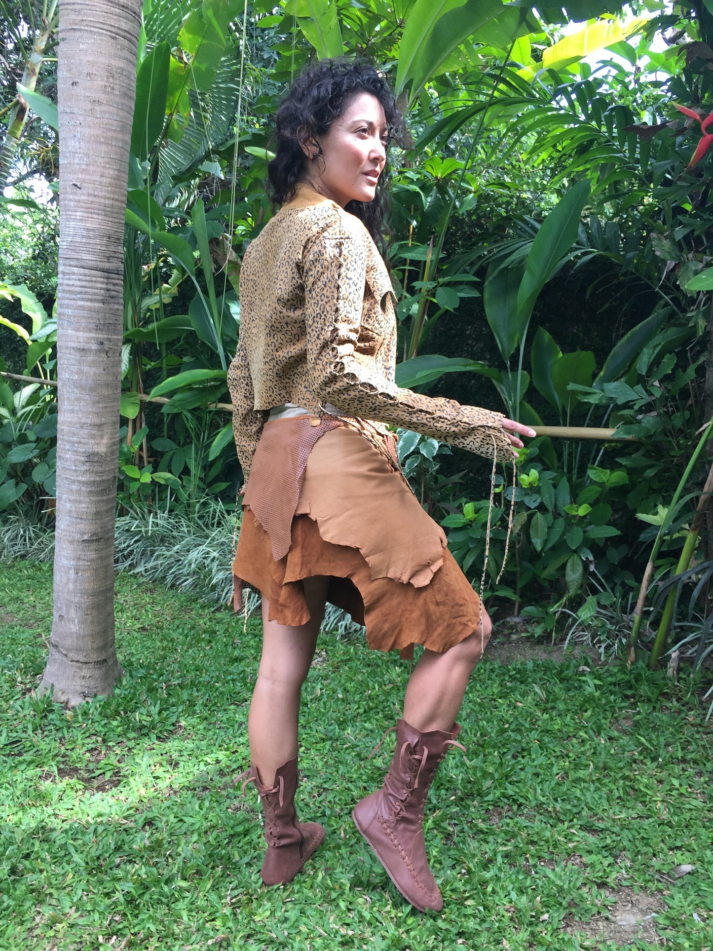 Antique Tan Leather Belt Skirt for Pre Order