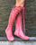 Coral Pink Knee High Leather Boots