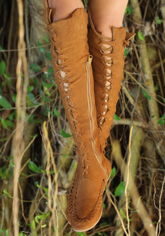 Ginger Leather Knee High Boots