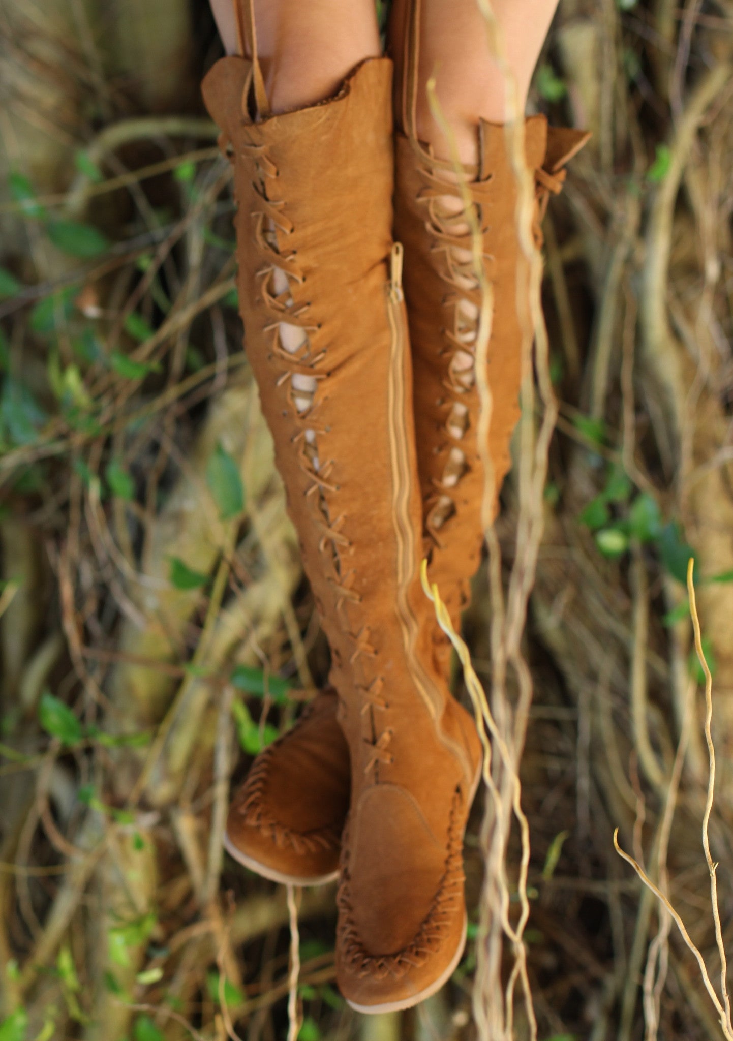 Ginger Nubuck Leather Knee high Boots for Women