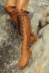 Tan Knee High Leather Boots for Pre Order