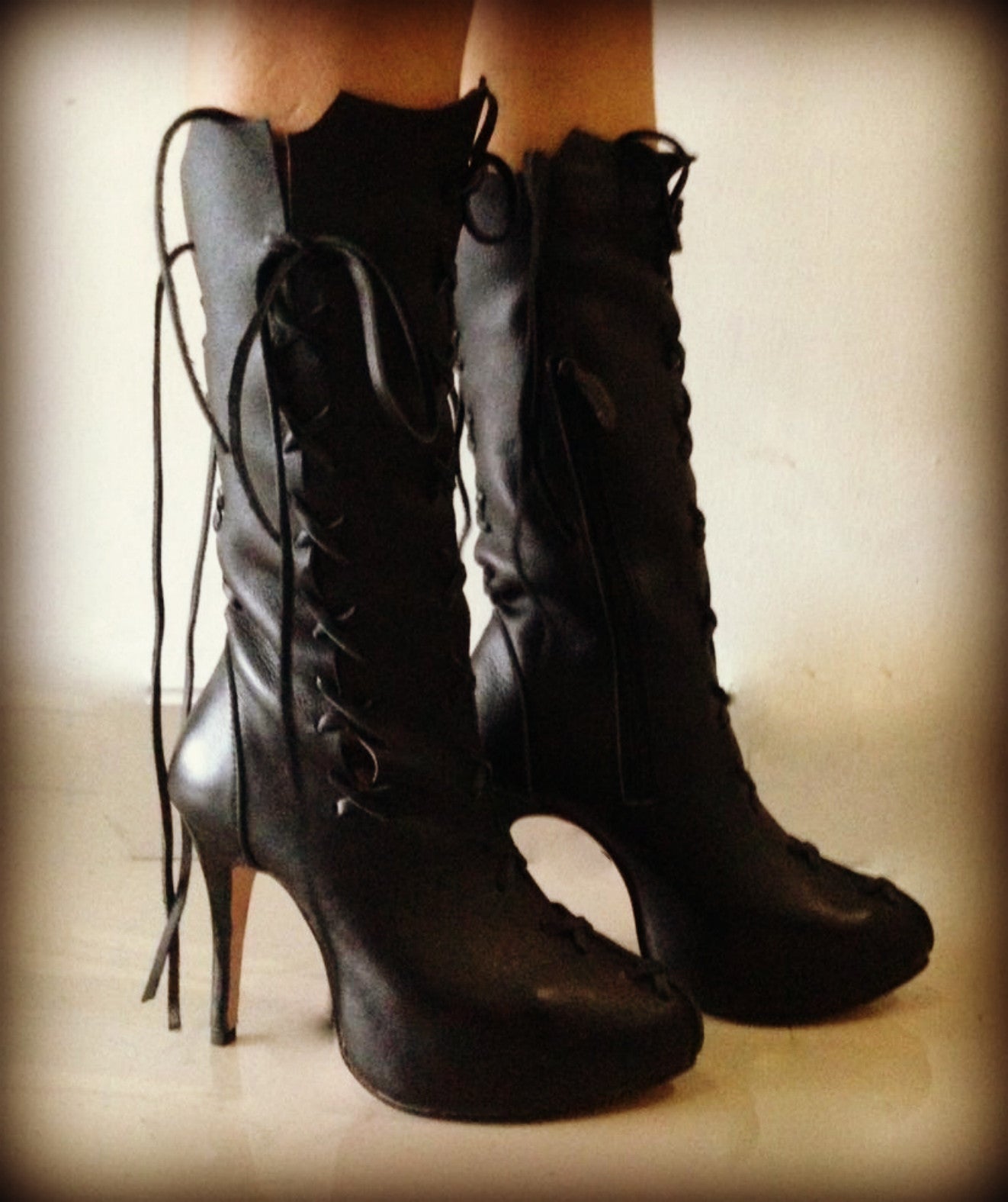 Ms Perfect Black Leather Ankle Boots