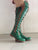 'Clockwork Fairy' Knee High Boots in Emerald Green with Tan laces