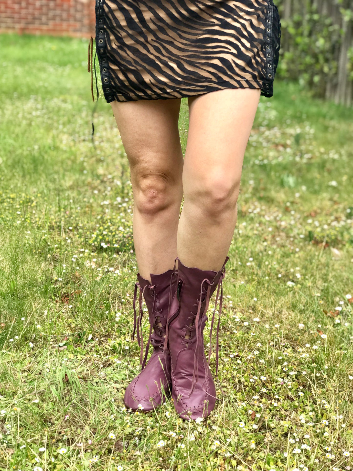 Plum Leather Ankle Boots