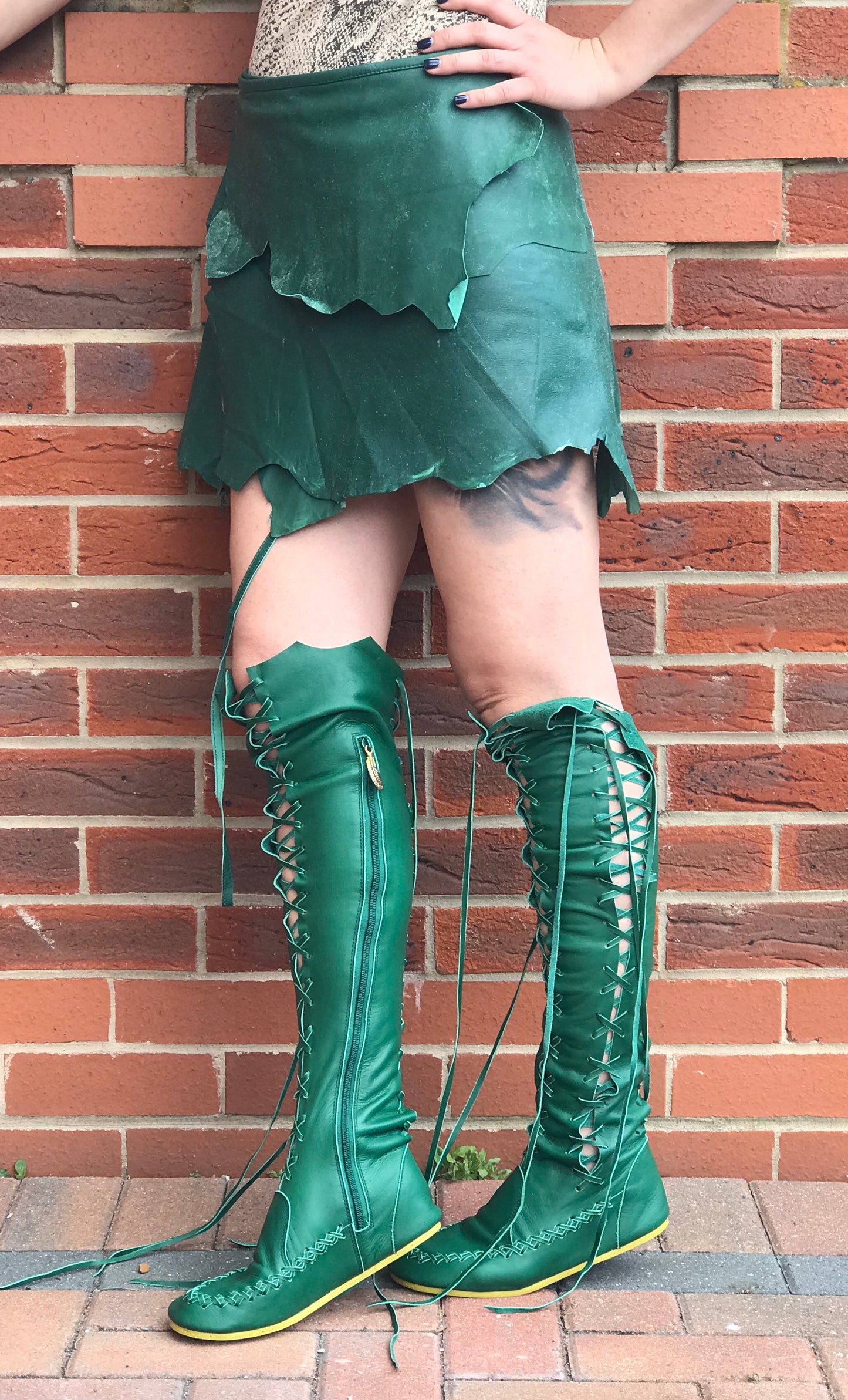 Emerald Green Knee High Boots