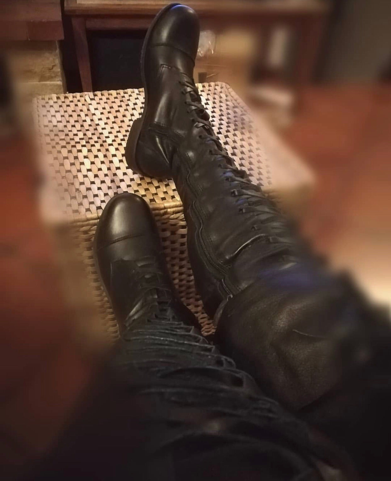 'Clockwork Fairy' Knee High Boots in Black with Black Soles for Pre Order