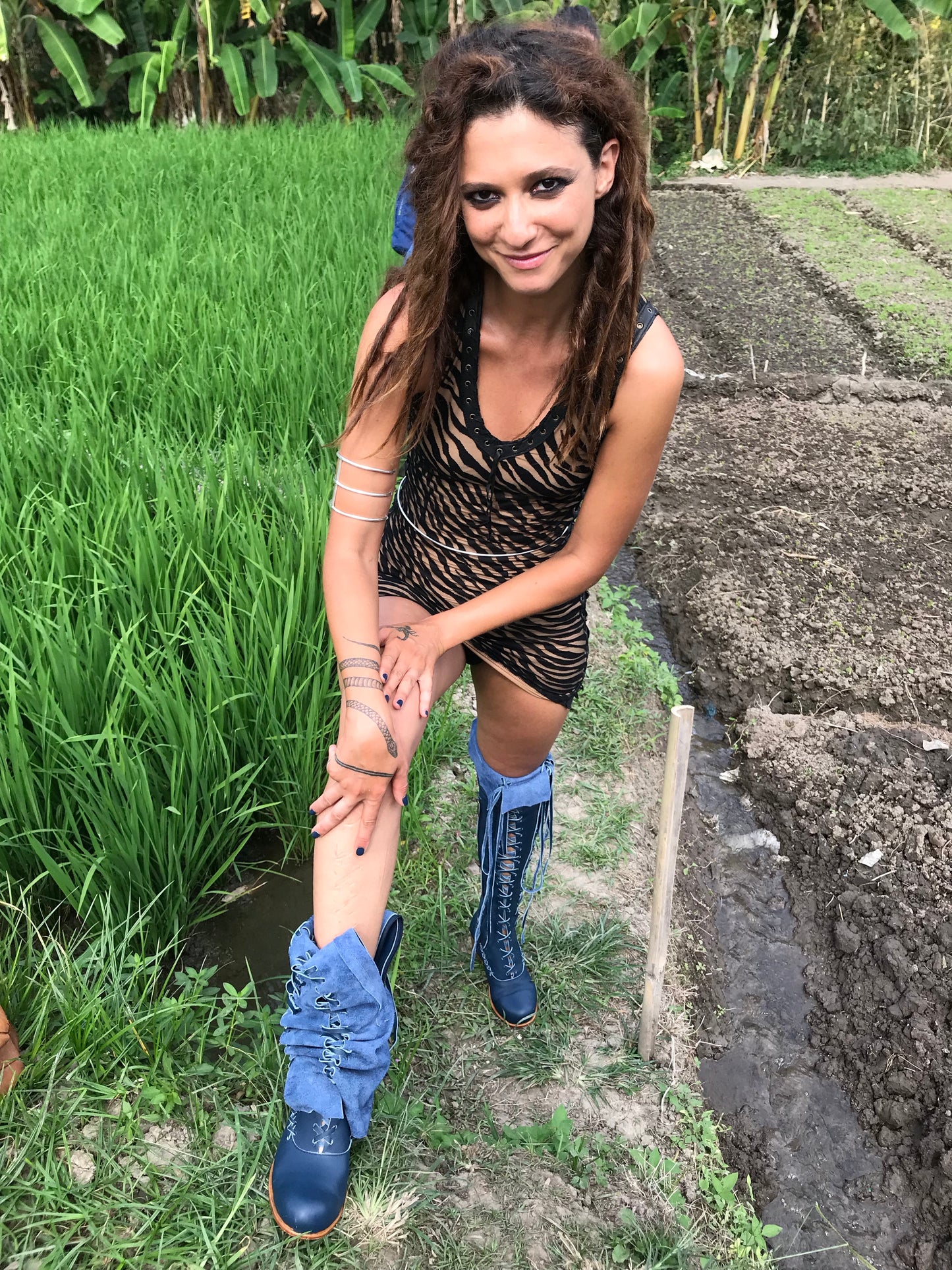 'Indigo Dream' Victorian Leather Knee High Boots for Pre Order