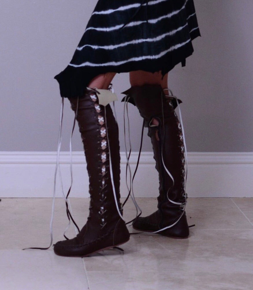 Botas altas hasta la rodilla de piel sintética negra