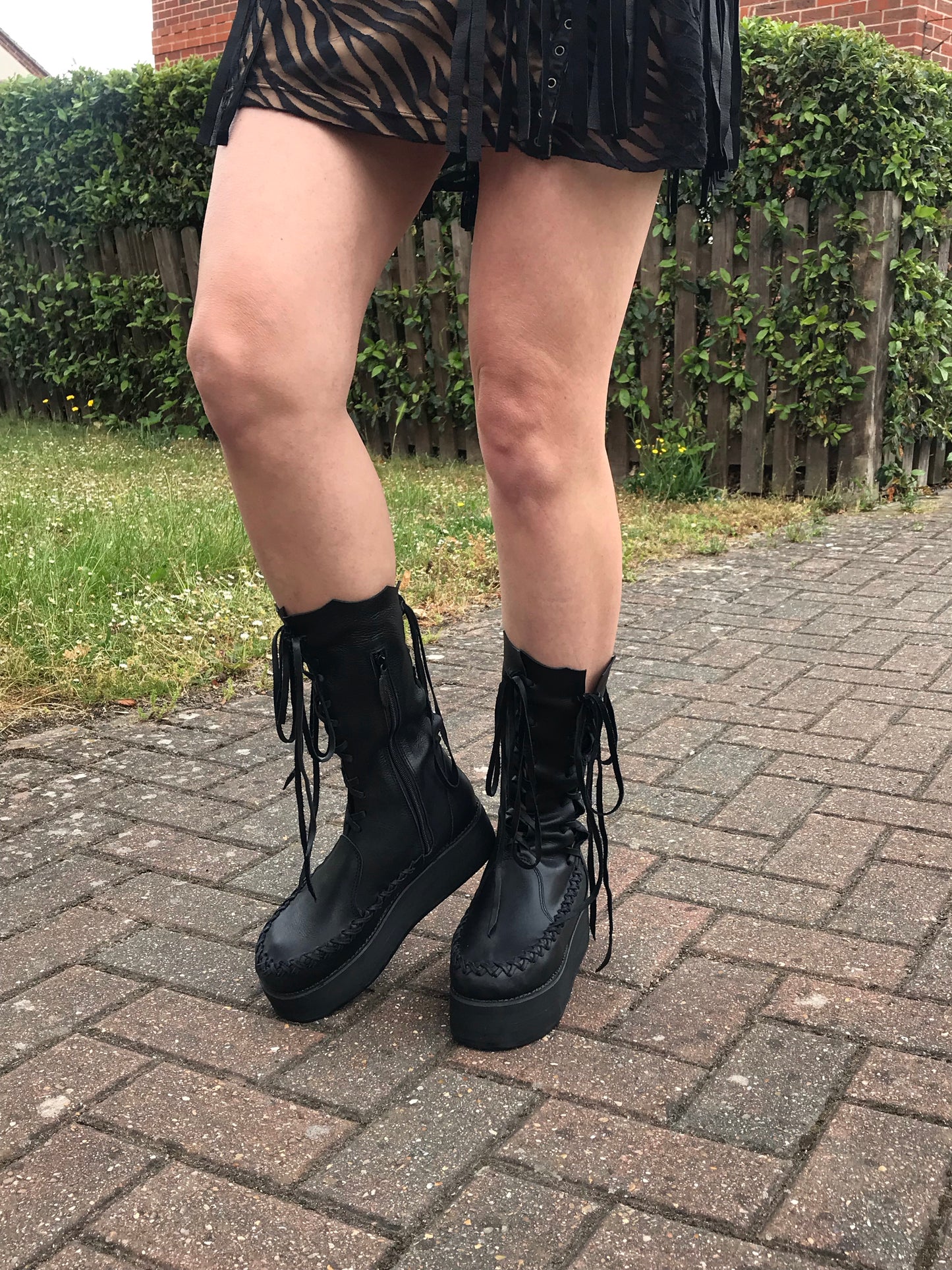 Black Leather Ankle Platform Boots for Pre Order