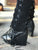 Ms Perfect Black Knee High Wedges Boots
