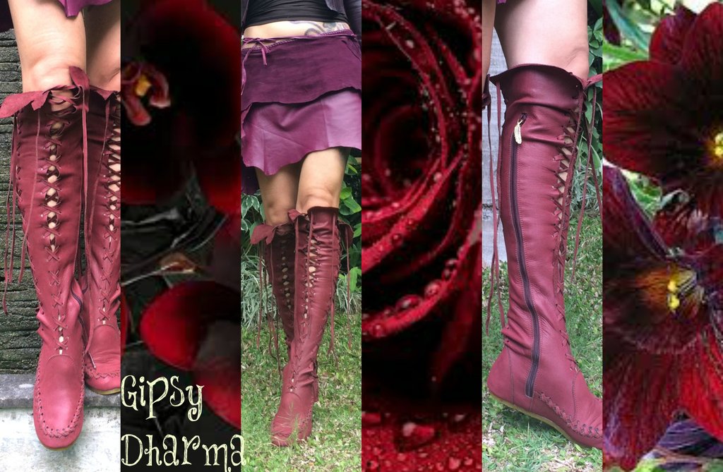 Maroon Oxblood Leather Knee High Boots For Pre Order