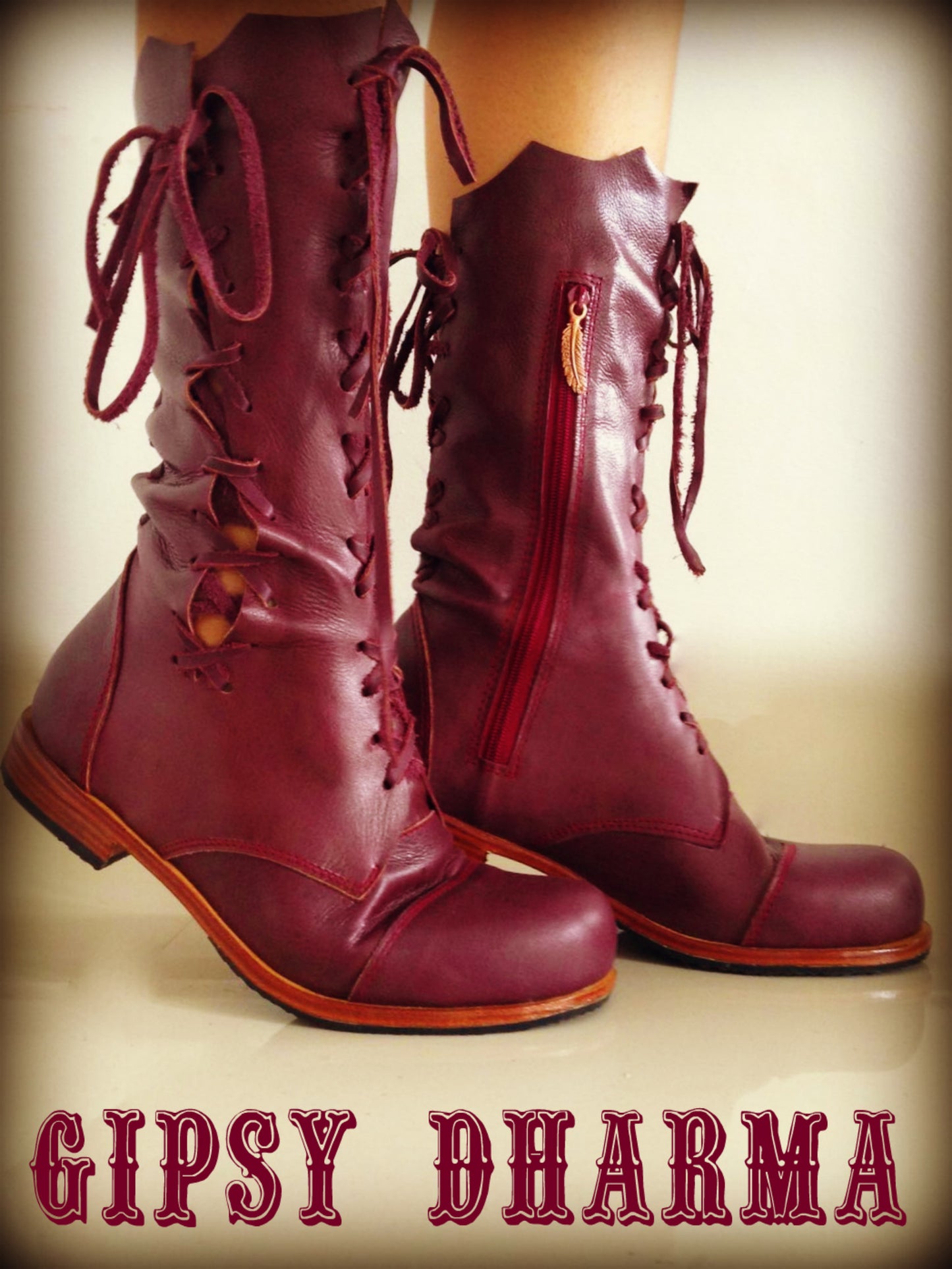 'Clockwork Fairy' Ankle Boots in Plum for Pre Order