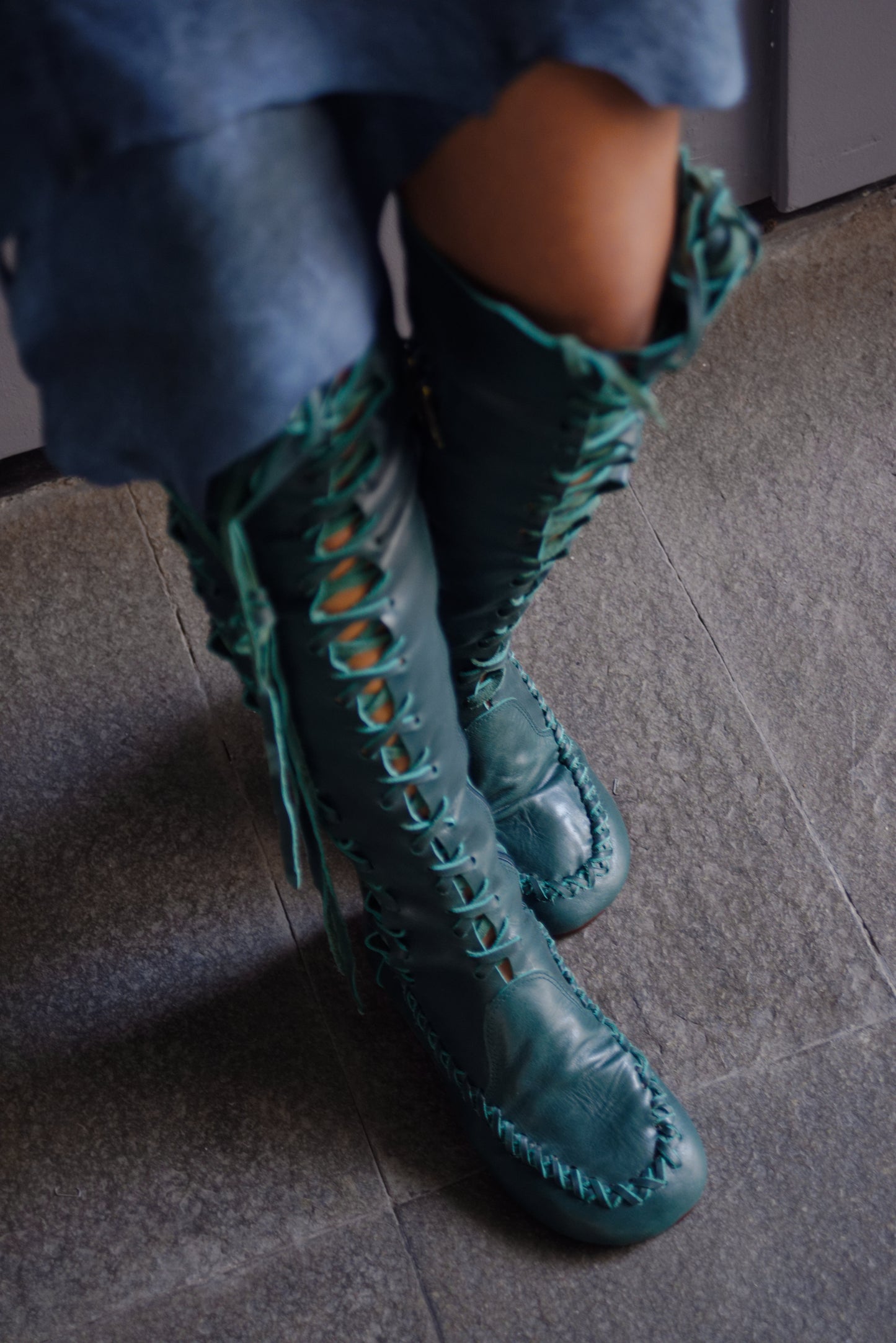 Clockwork Fairy Dark Forest Knee High Boots