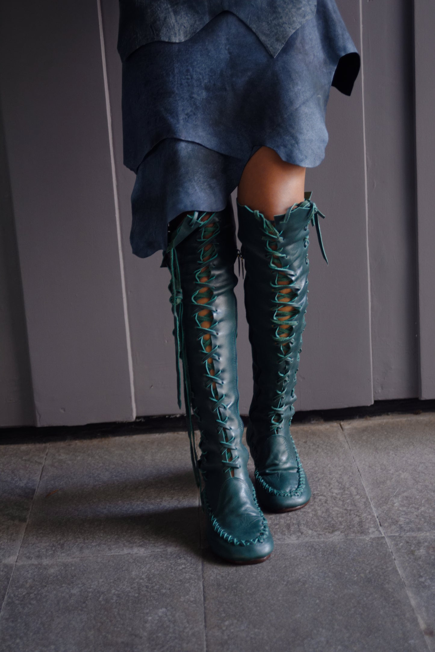 Clockwork Fairy Dark Forest Knee High Boots