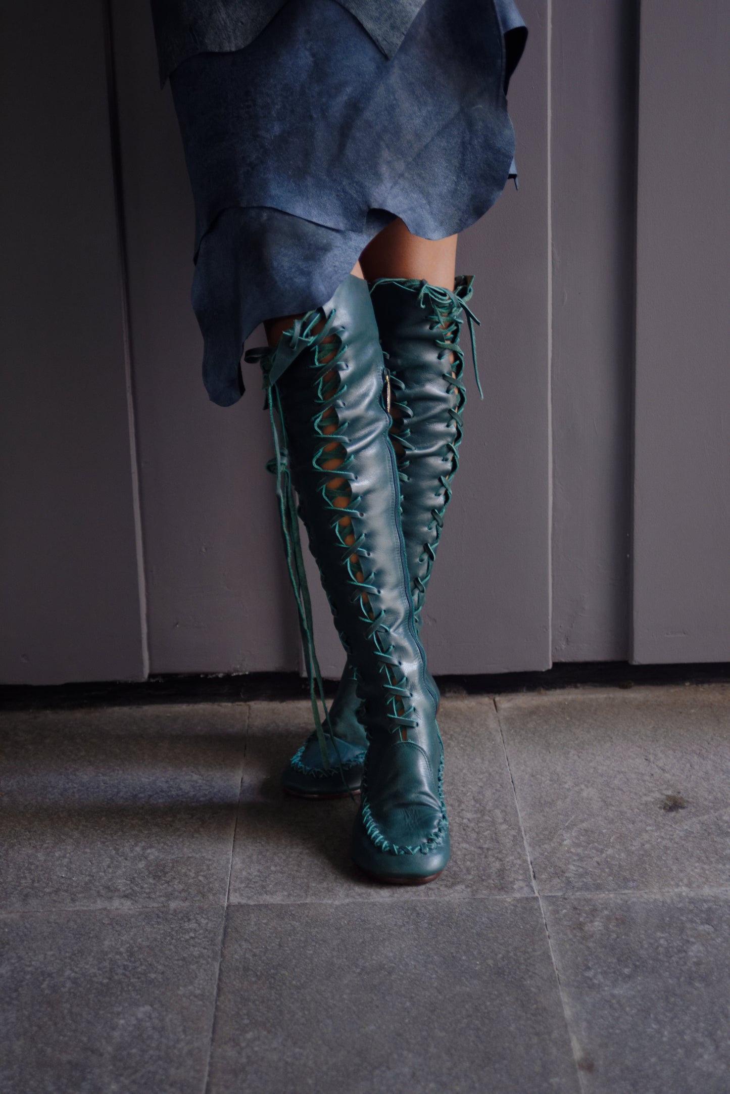 Clockwork Fairy Dark Forest Knee High Boots