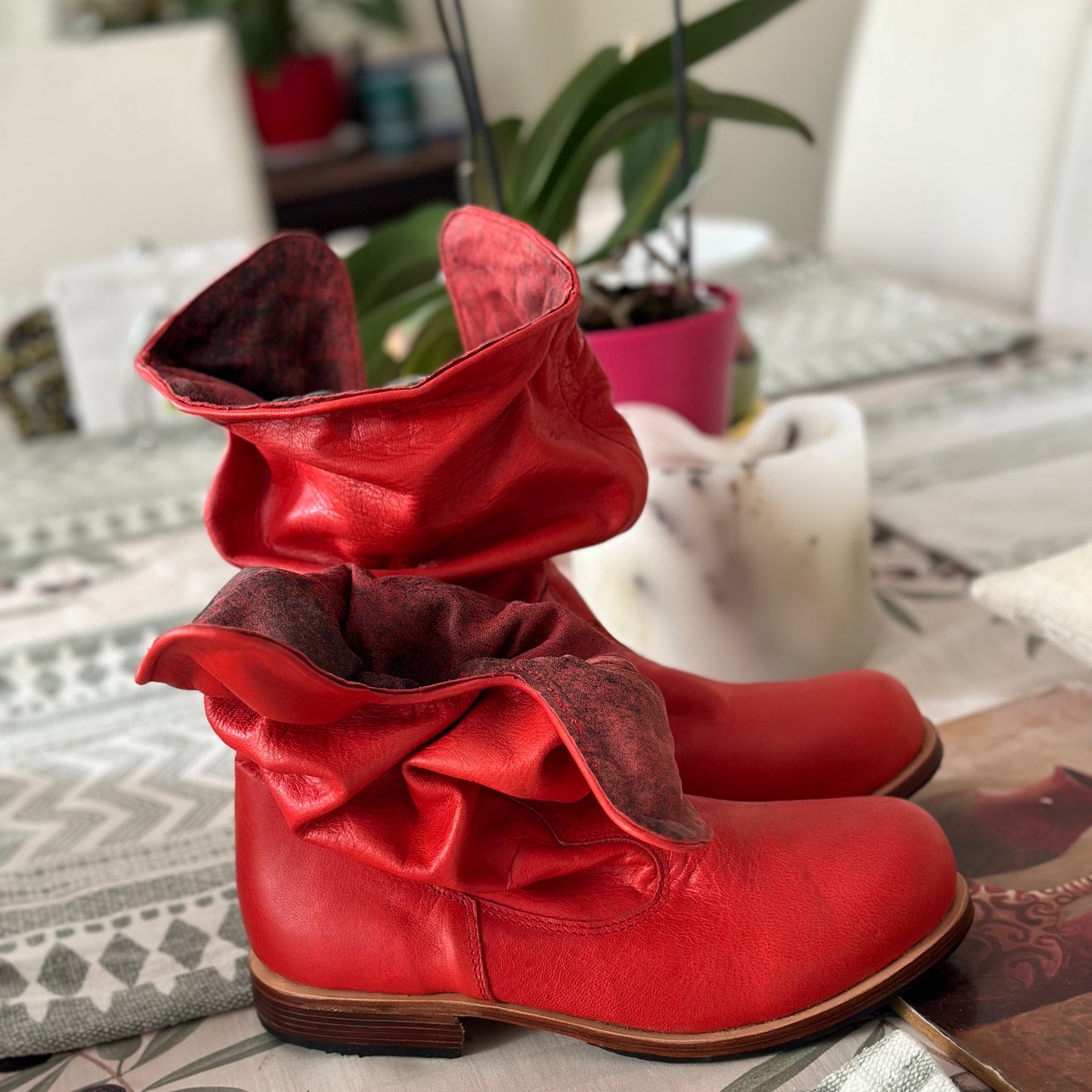 'Fairy Slippers' Ankle Boots in Red